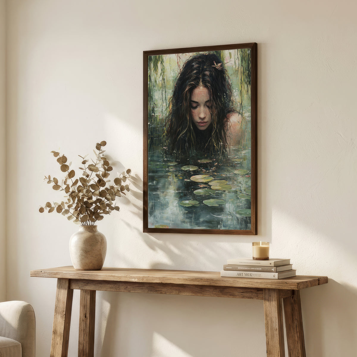Woman in Lily Pond Art Print