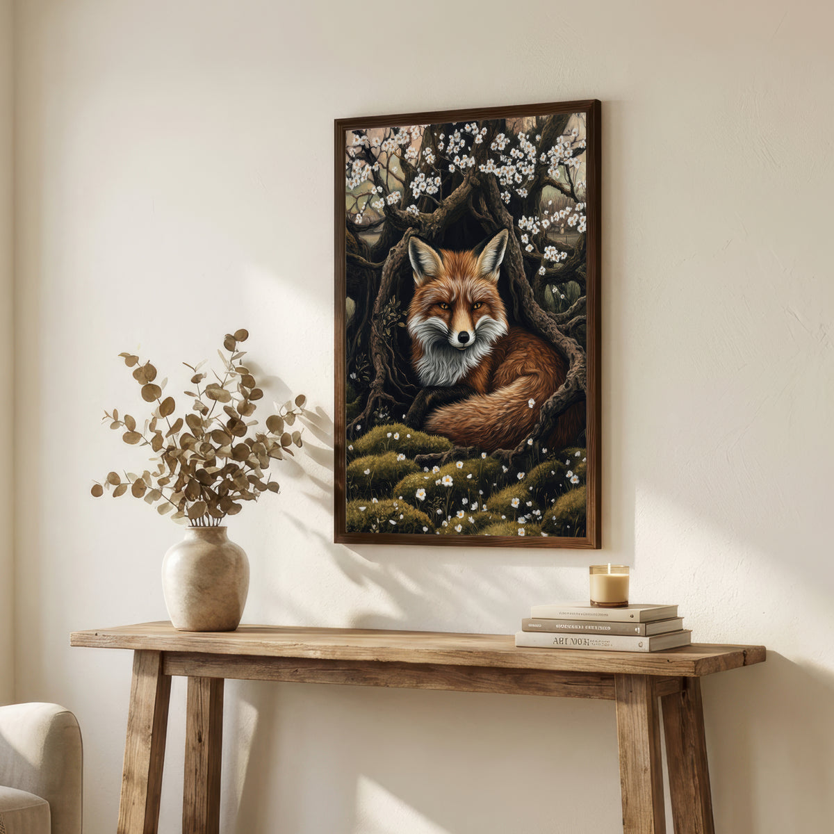 Blossoming Woodland Fox Art Print