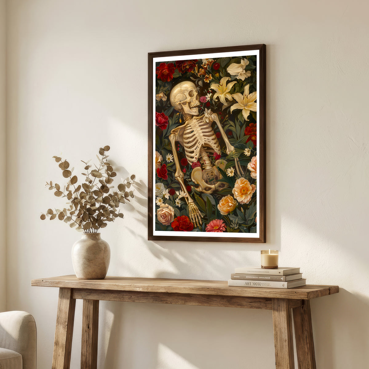Floral Skeleton Gothic Art Print