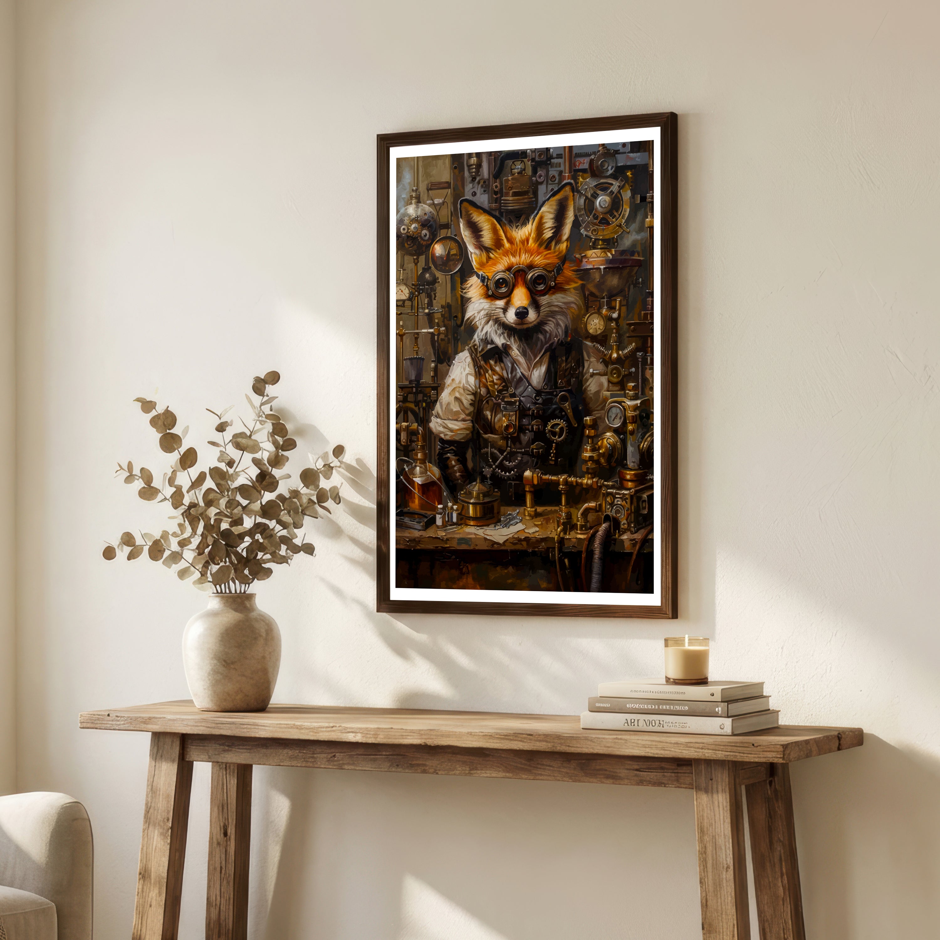 Steampunk Fox Inventor Art Print