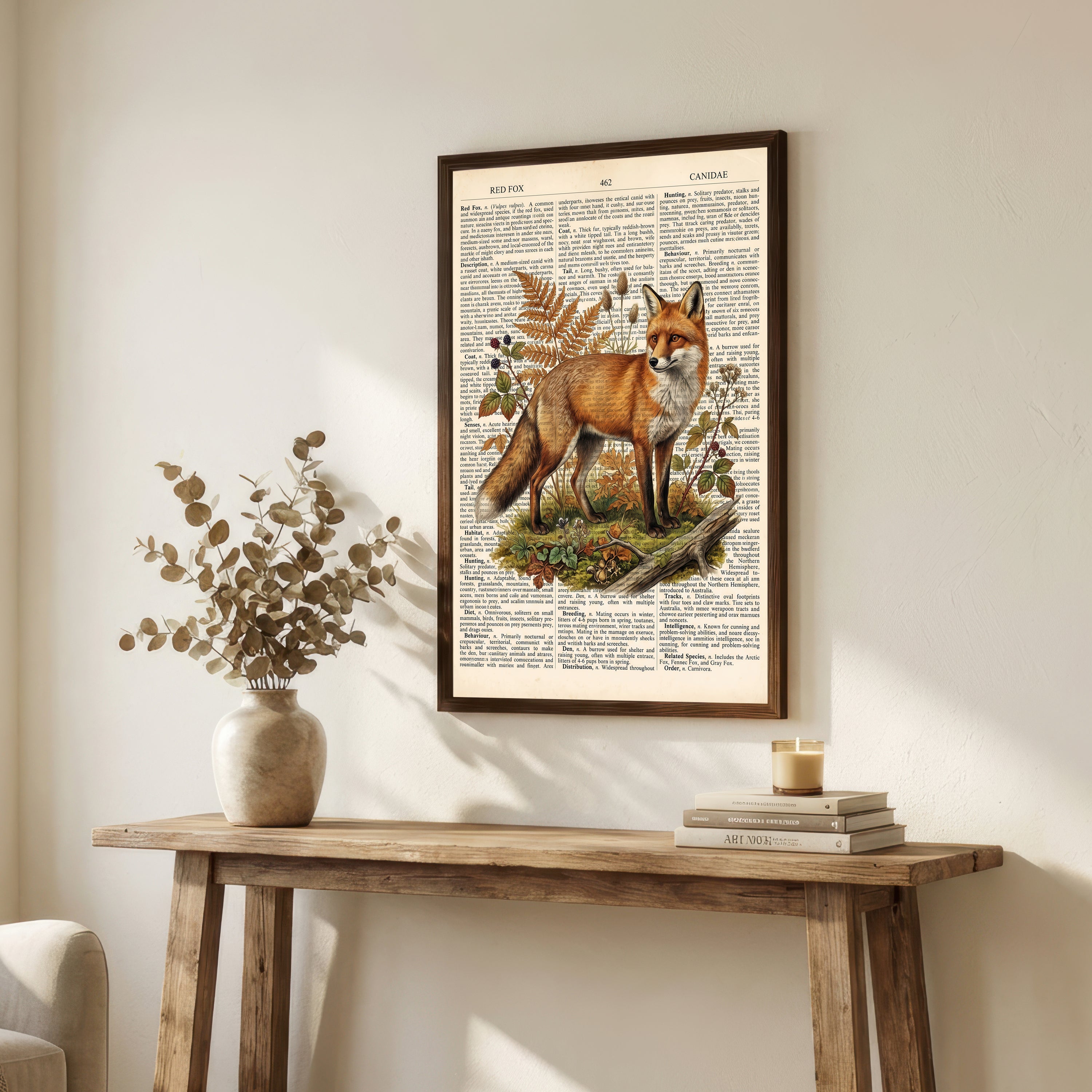 Vintage Red Fox Botanical Art Print