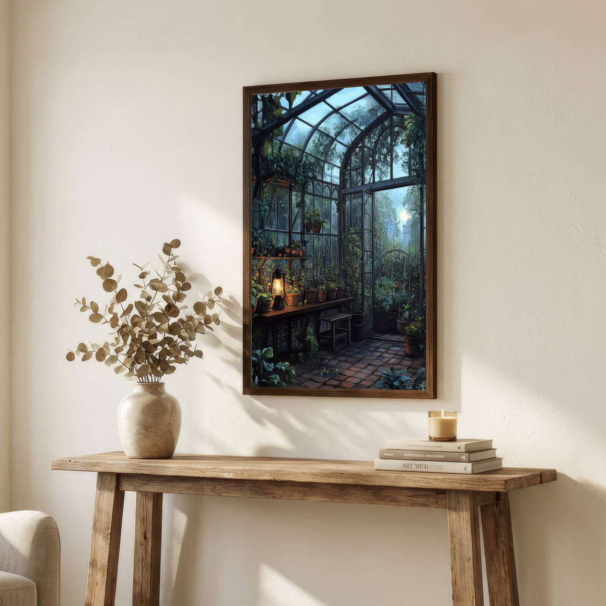 Moonlit Gothic Greenhouse Art Print