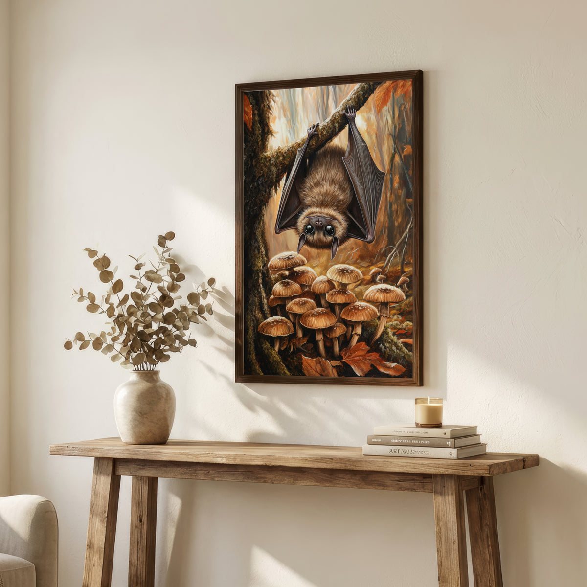 Whimsical Bat Mushroom Art Print