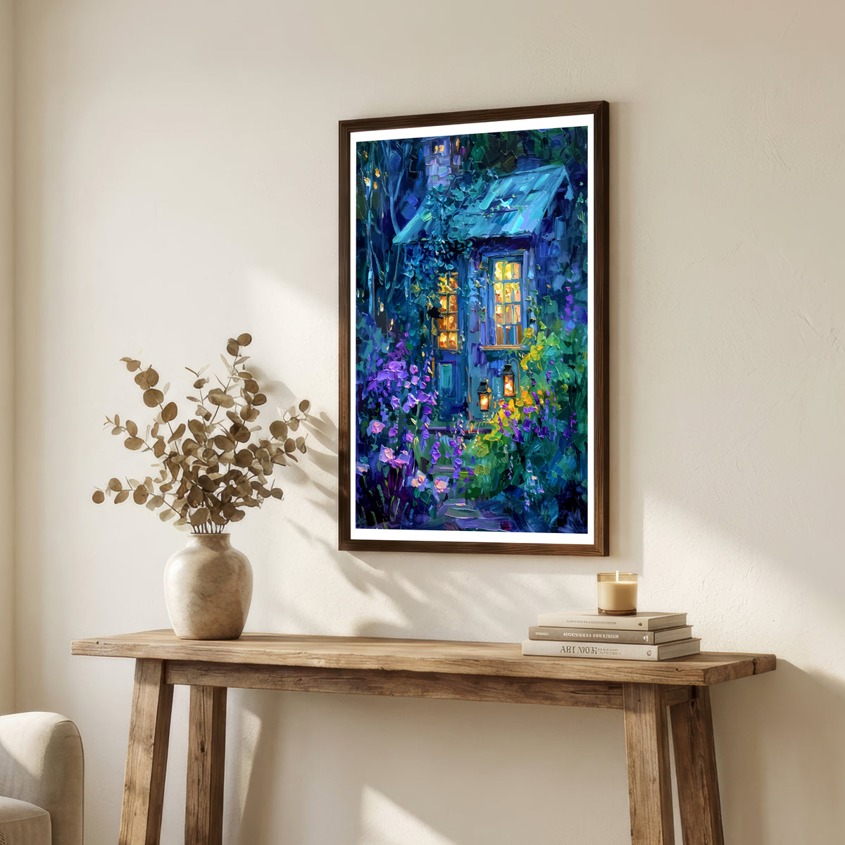 Blue Cottage Garden Art Print