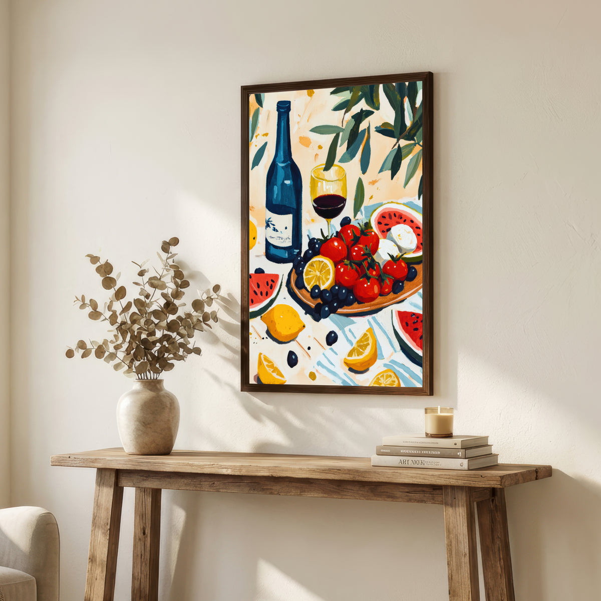 Painterly Fruit and Wine Still Life Art Print