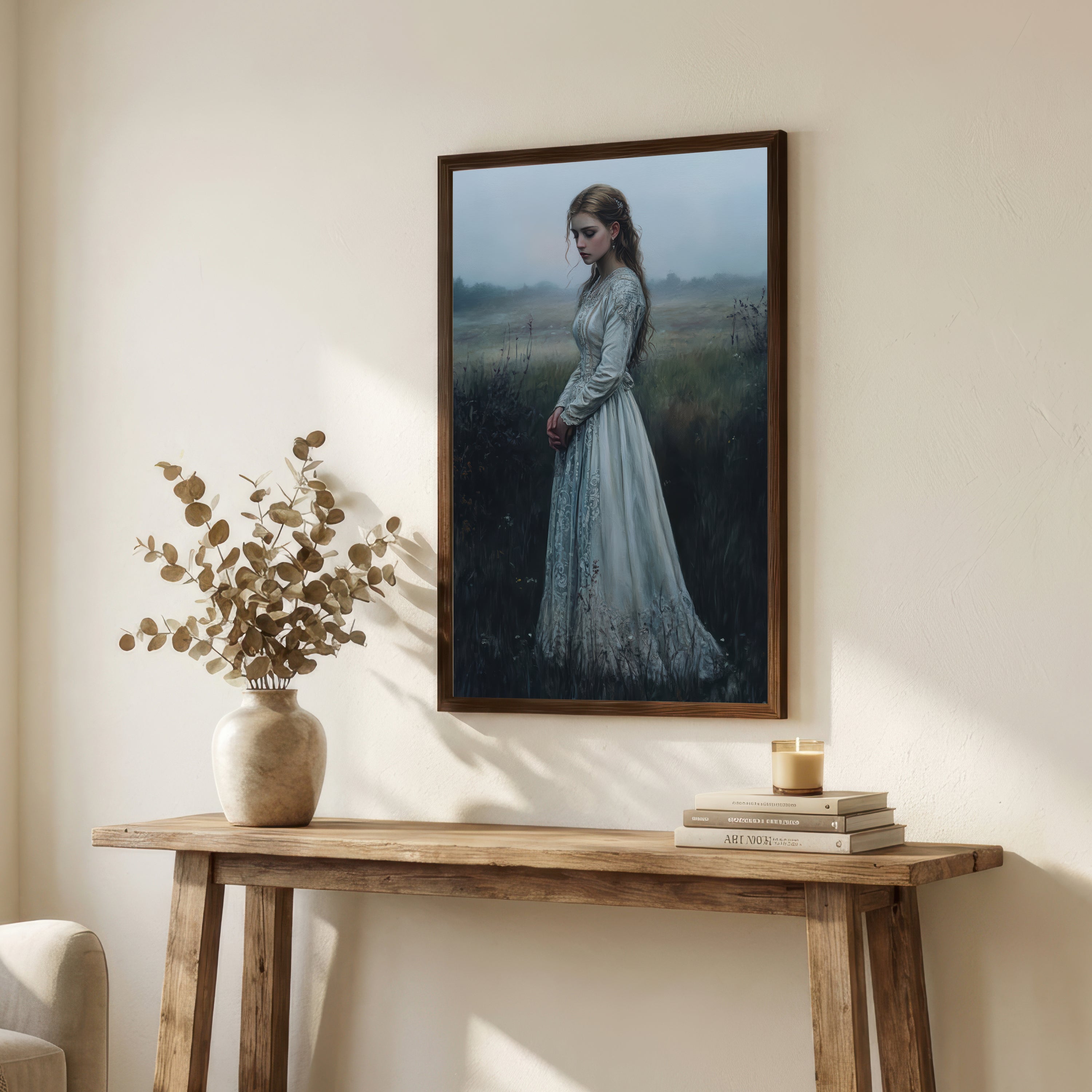 Gothic Woman in White Art Print