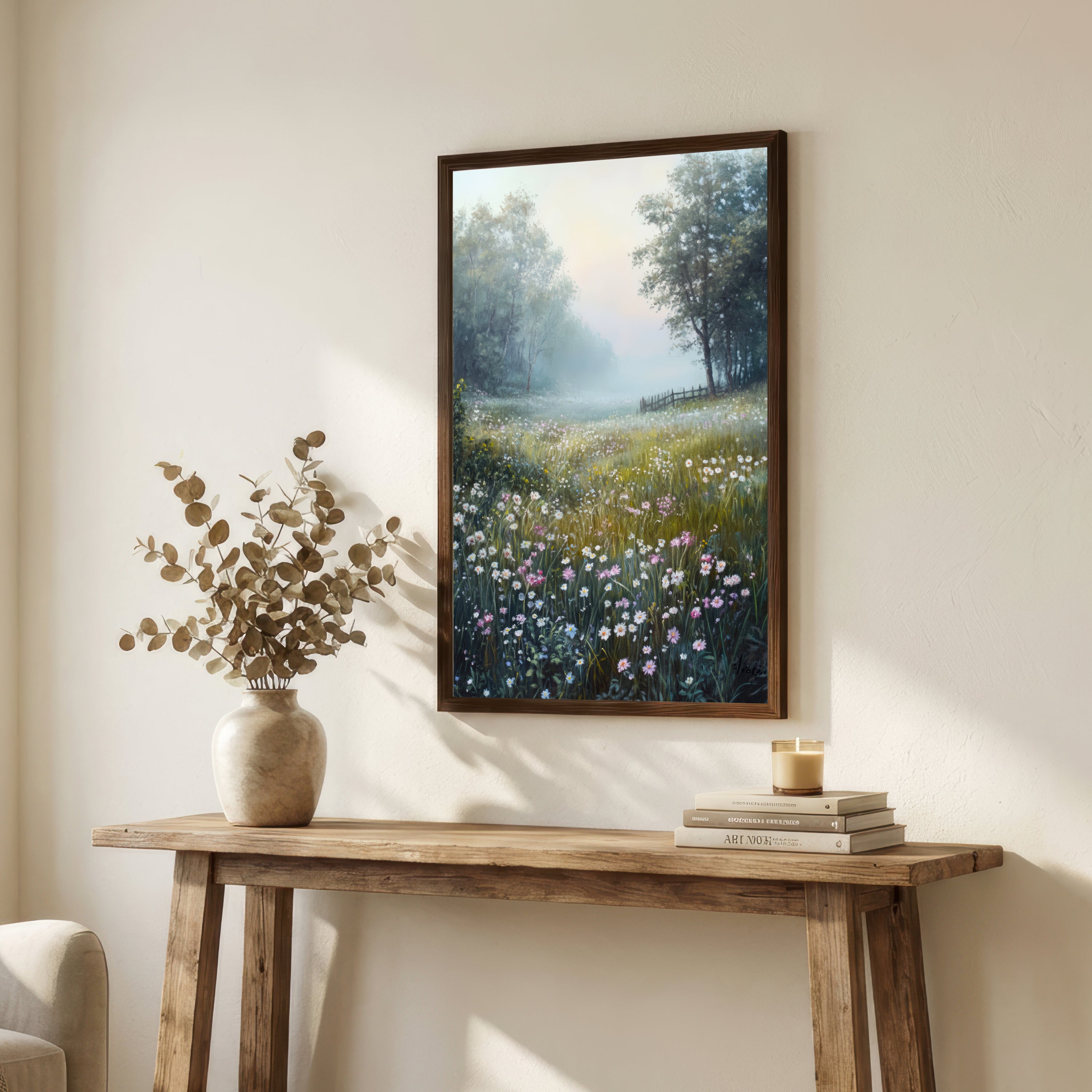 Misty Wildflower Meadow Art Print
