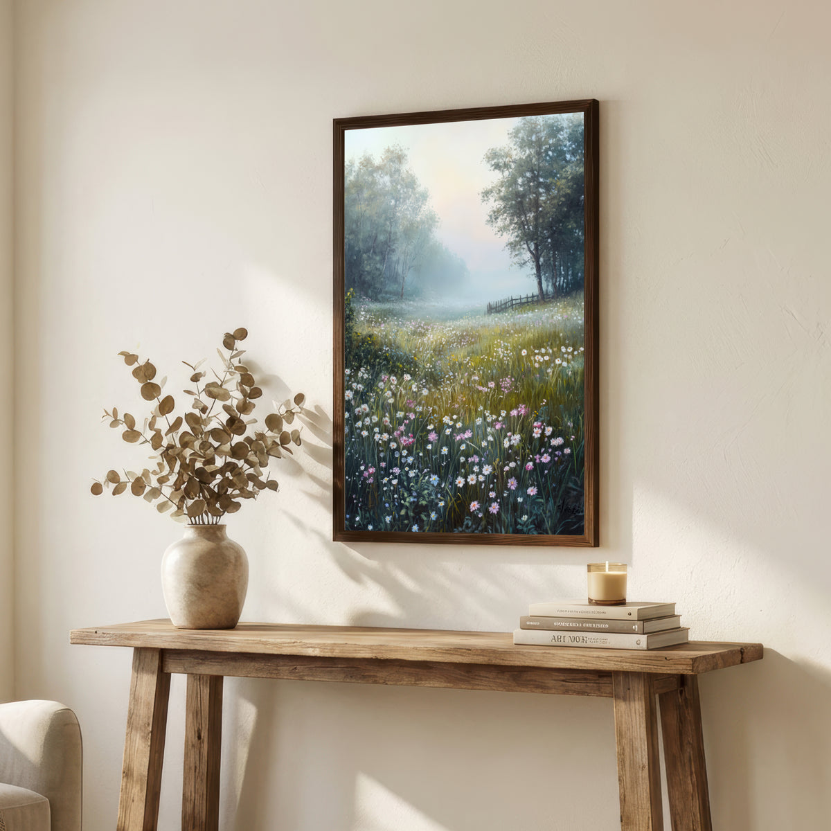 Misty Wildflower Meadow Art Print