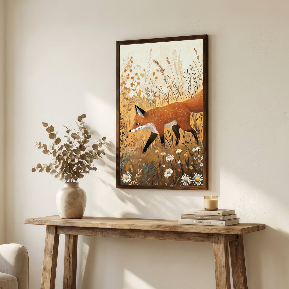 Fox in Wildflower Meadow Art Print