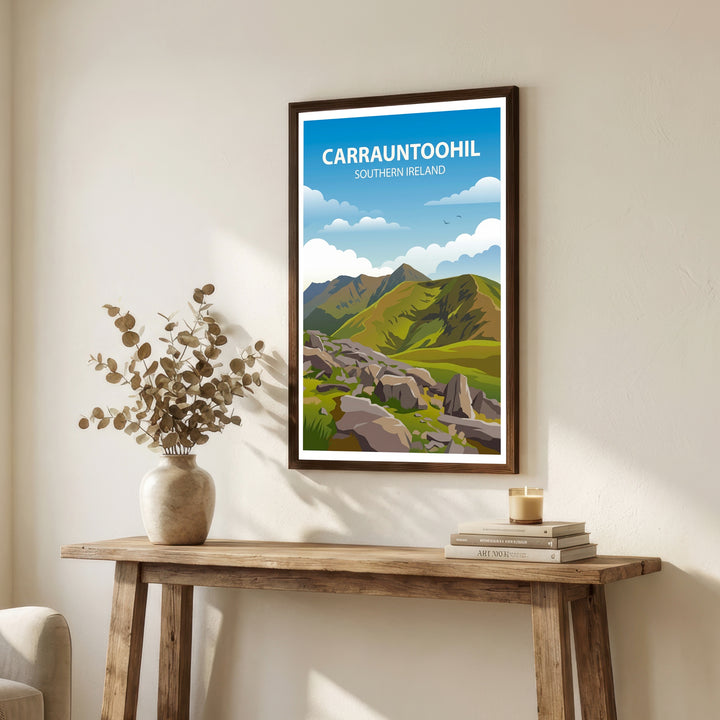 Carrauntoohil Ireland Mountain Landscape Travel Poster Print – Scenic Irish Nature Wall Art
