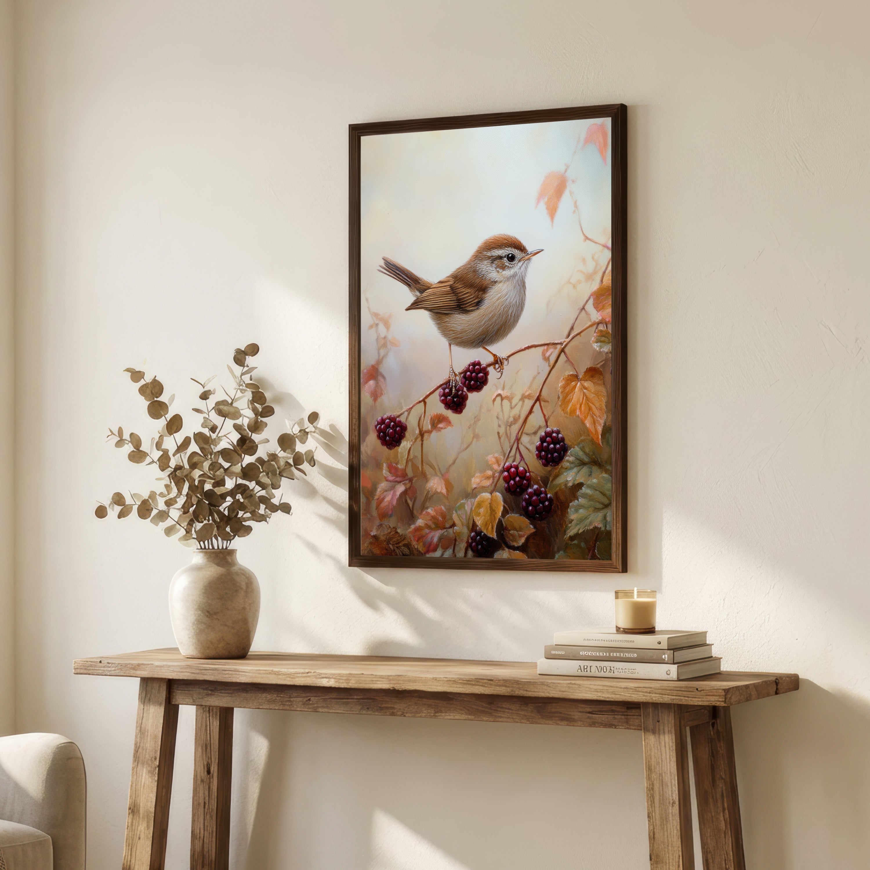 Wren Among Blackberries Art Print