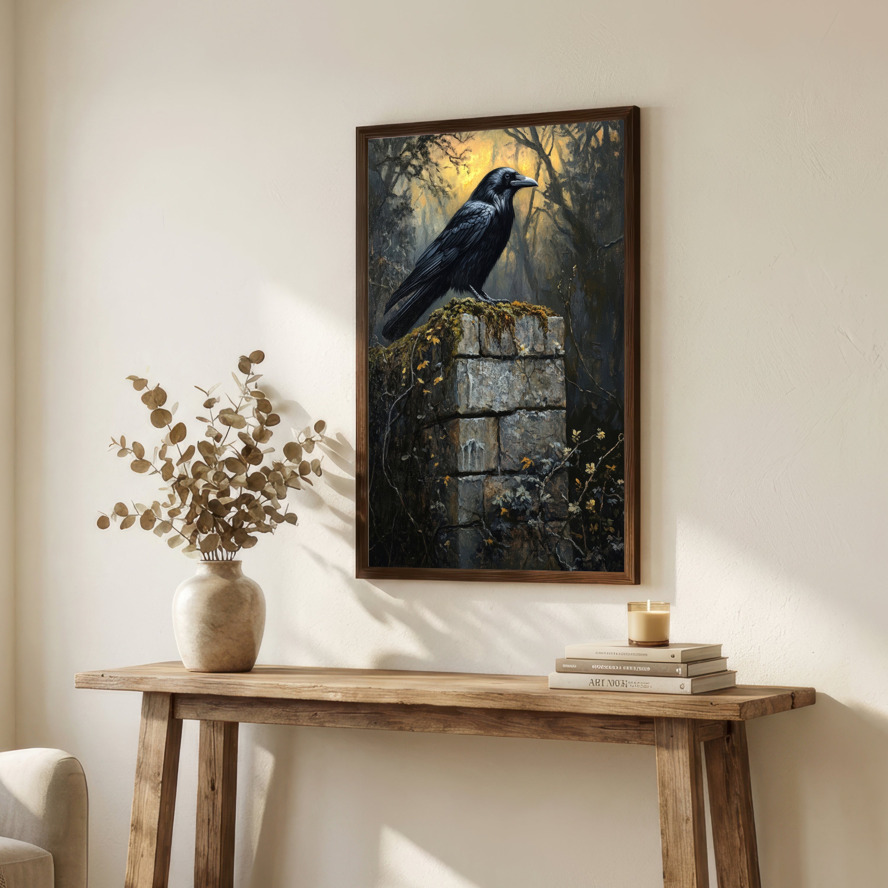 Raven Gothic Woodland Art Print