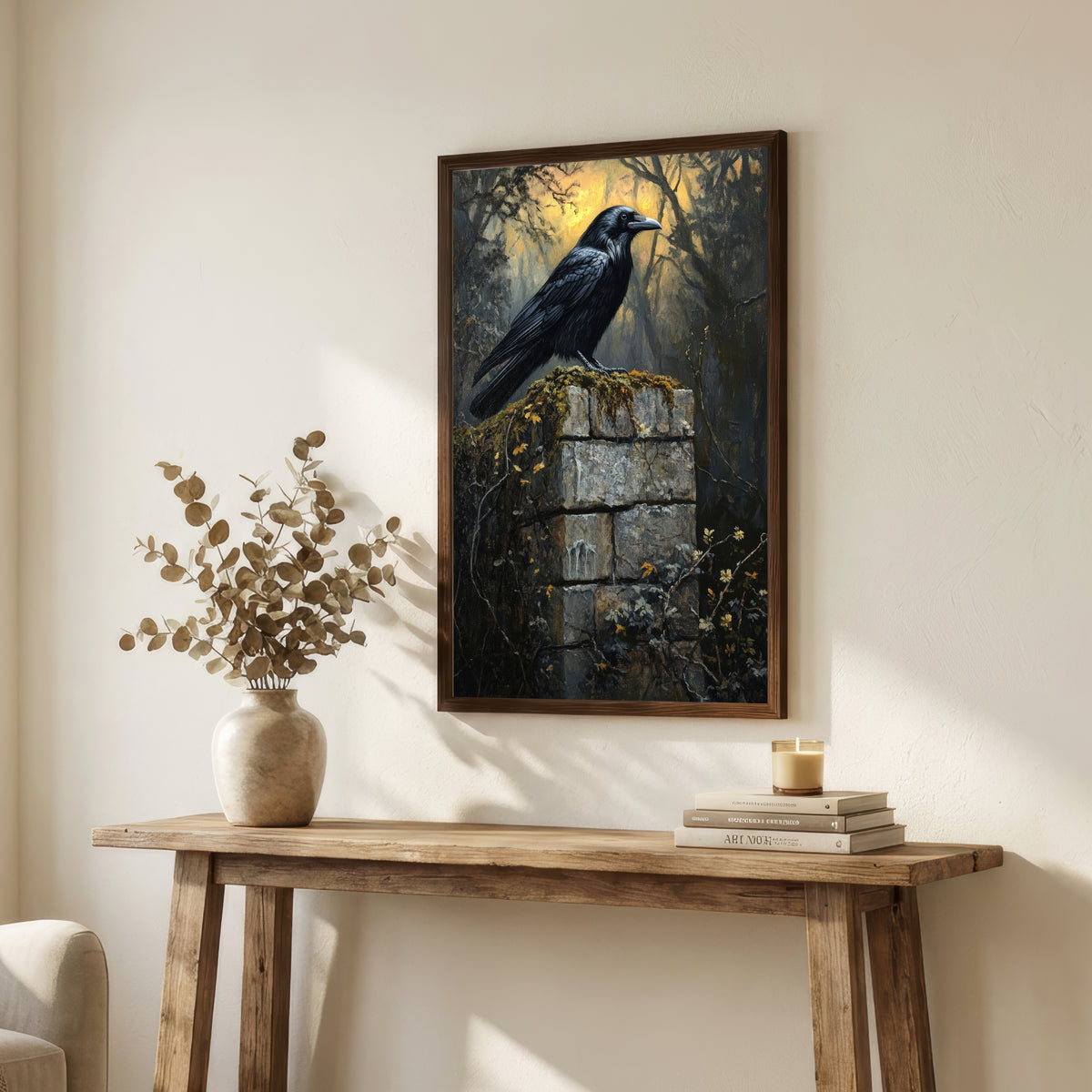 Raven Gothic Woodland Art Print