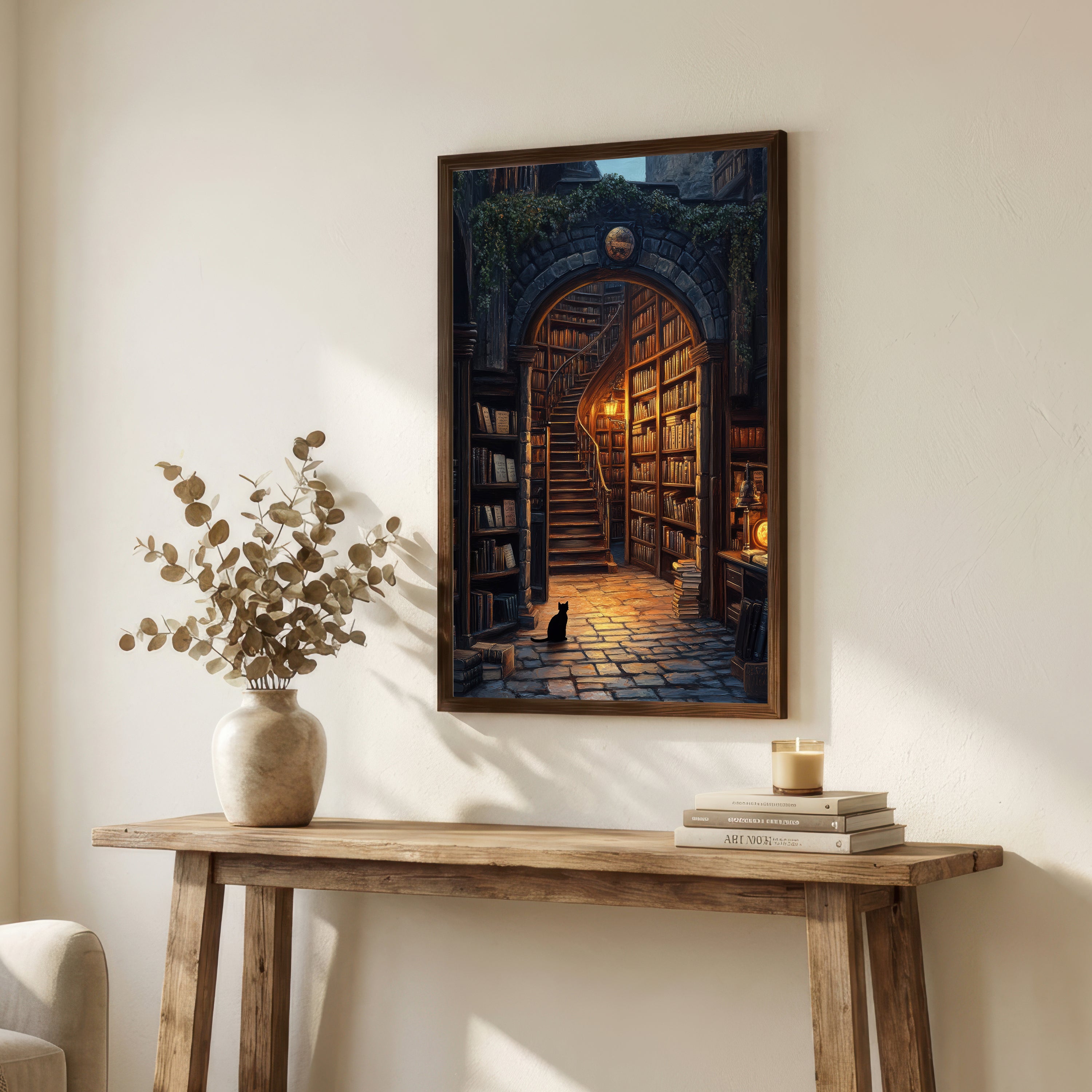 Hidden Library Cat Art Print
