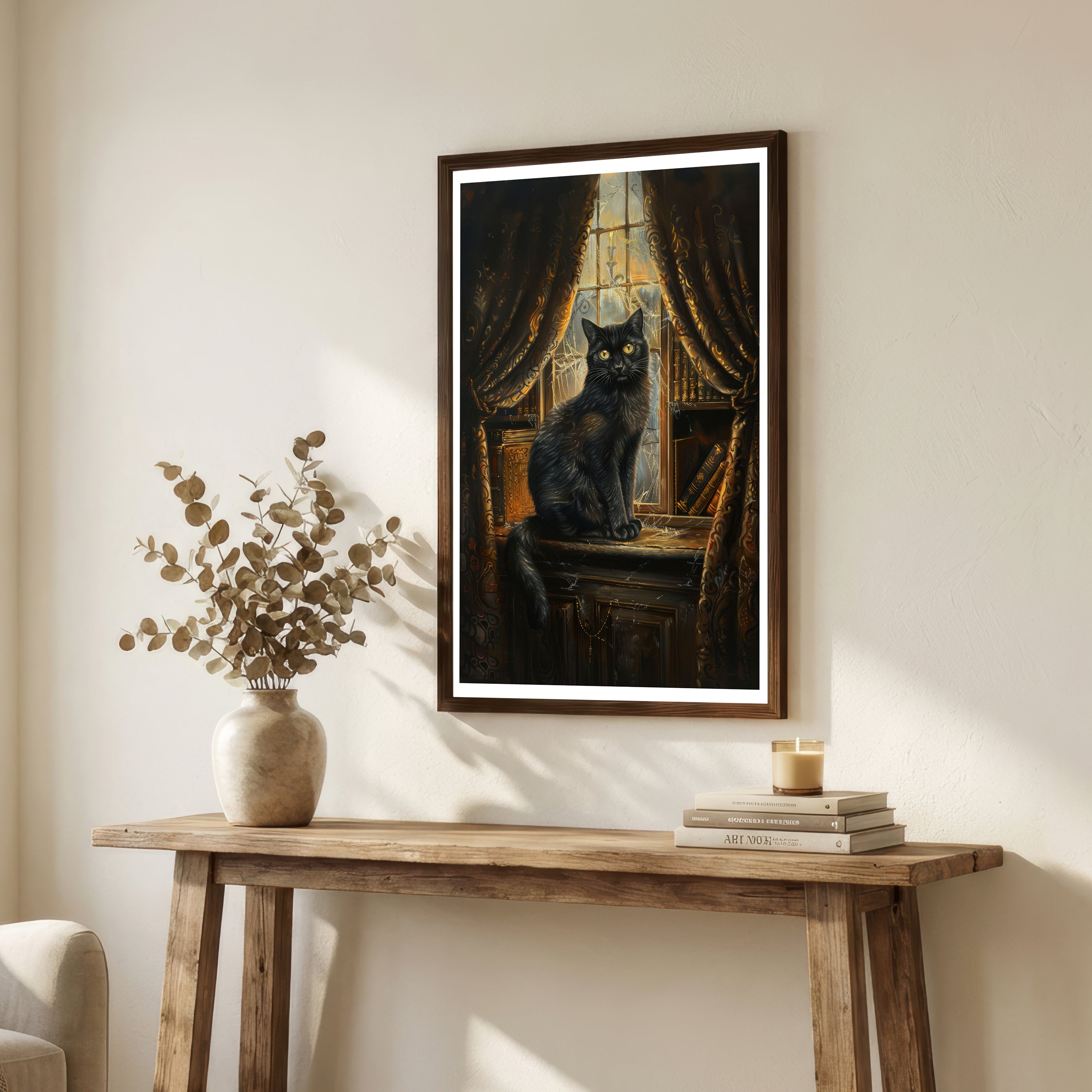 Gothic Black Cat Art Print