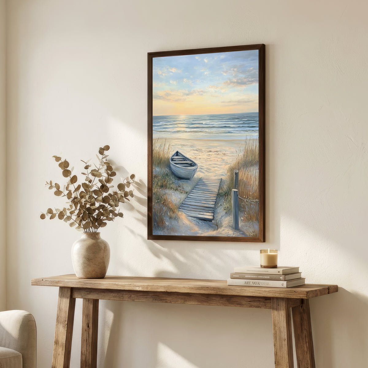 Beach Rowboat Seascape Art Print