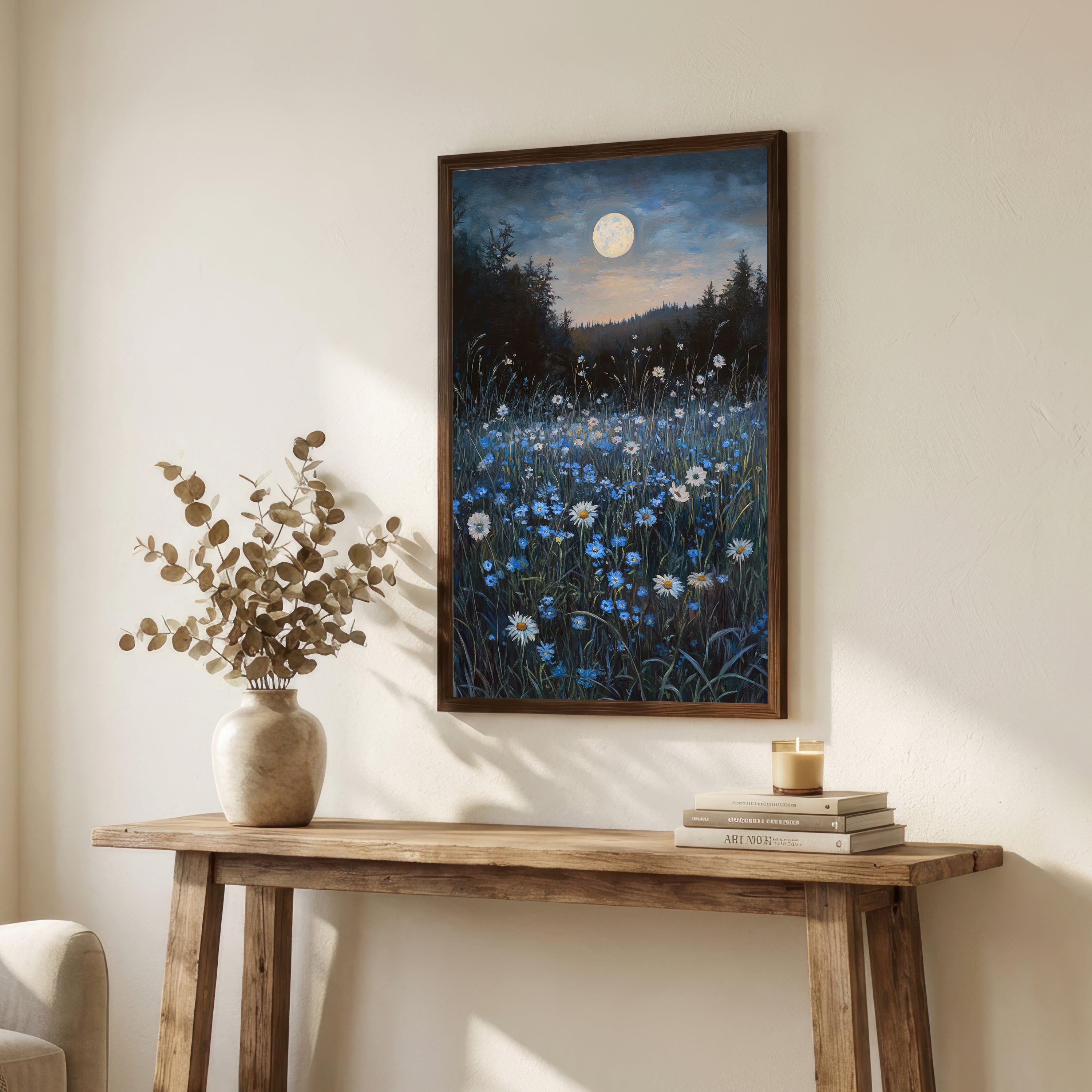 Moonlit Wildflower Meadow Art Print