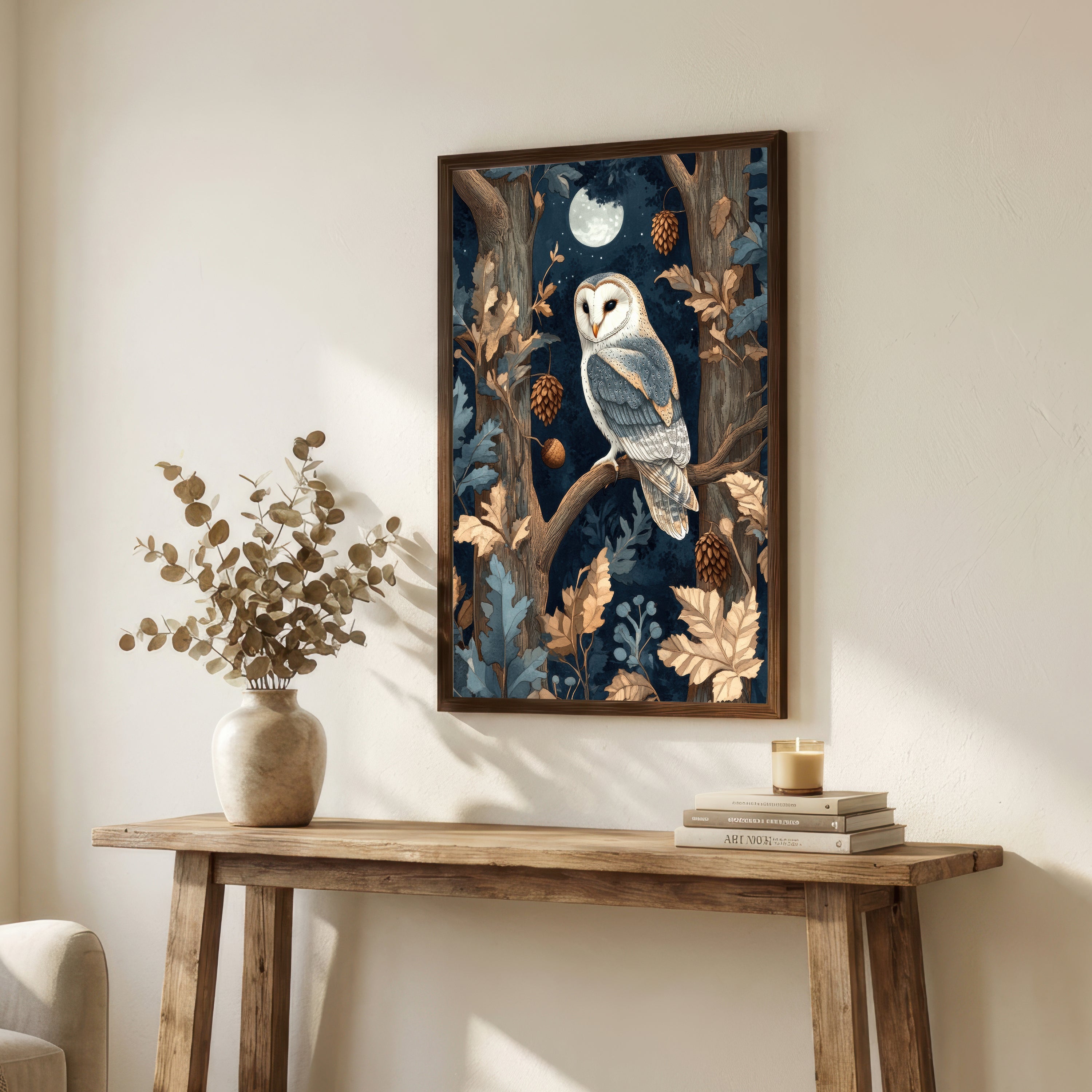Moonlit Barn Owl Art Print