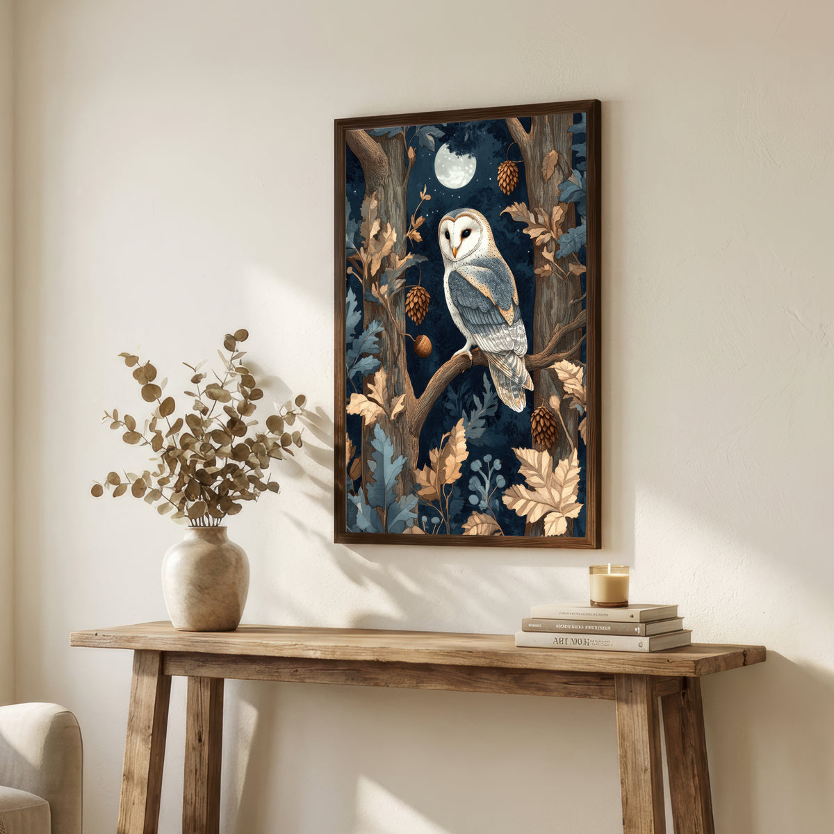 Moonlit Barn Owl Art Print