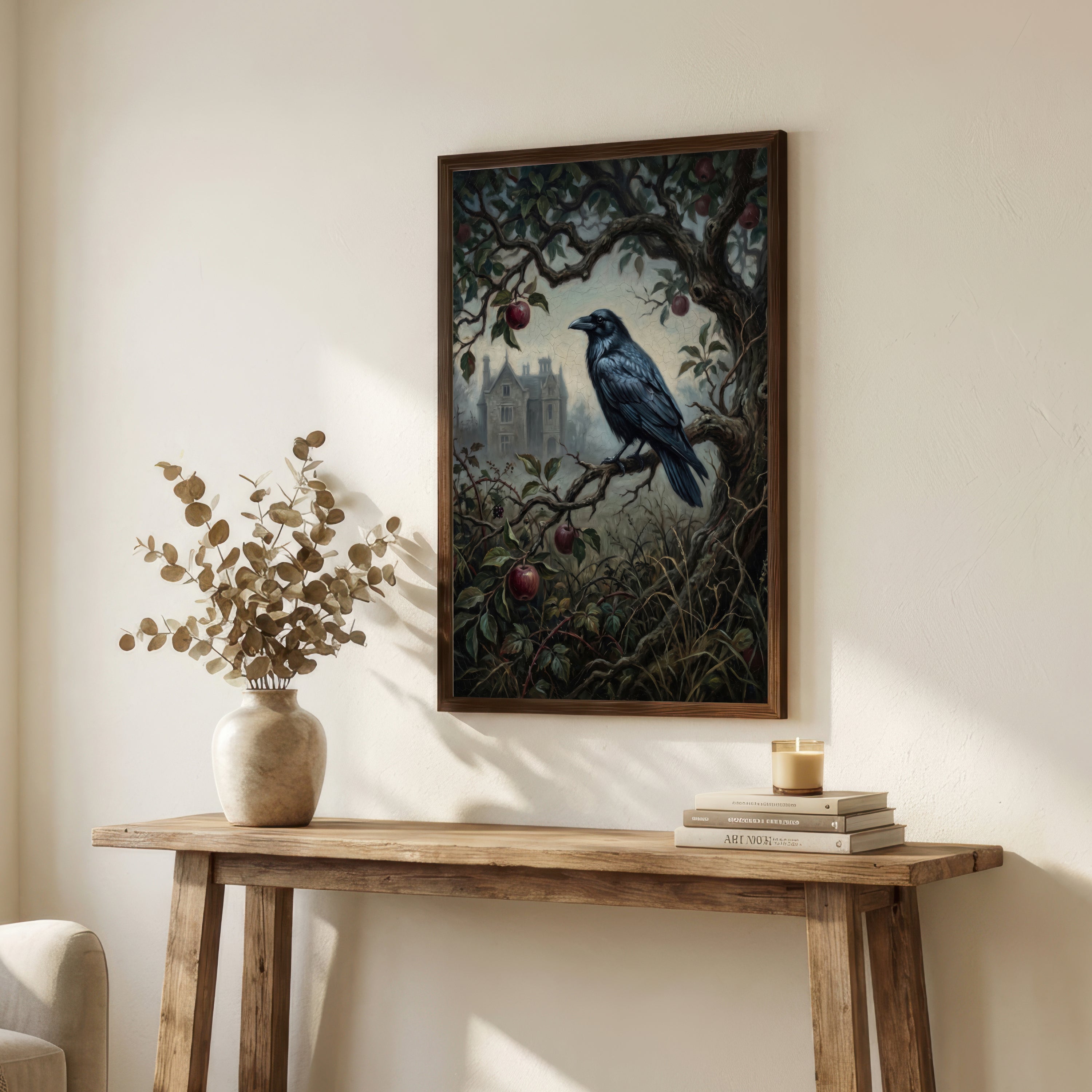 Raven in Apple Tree Art Print