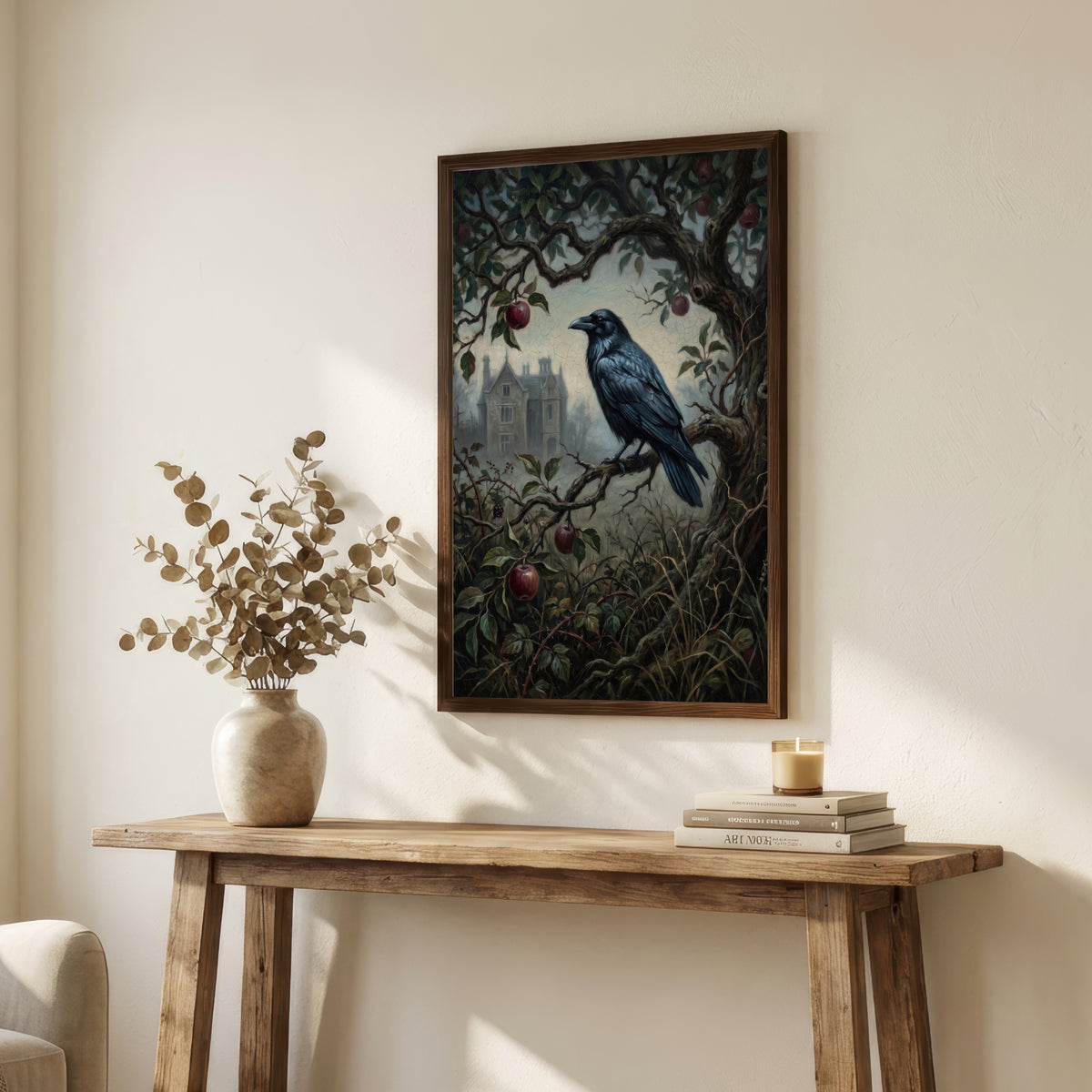 Raven in Apple Tree Art Print