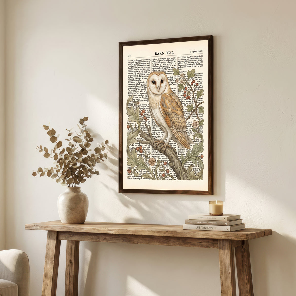 Barn Owl Botanical Art Print