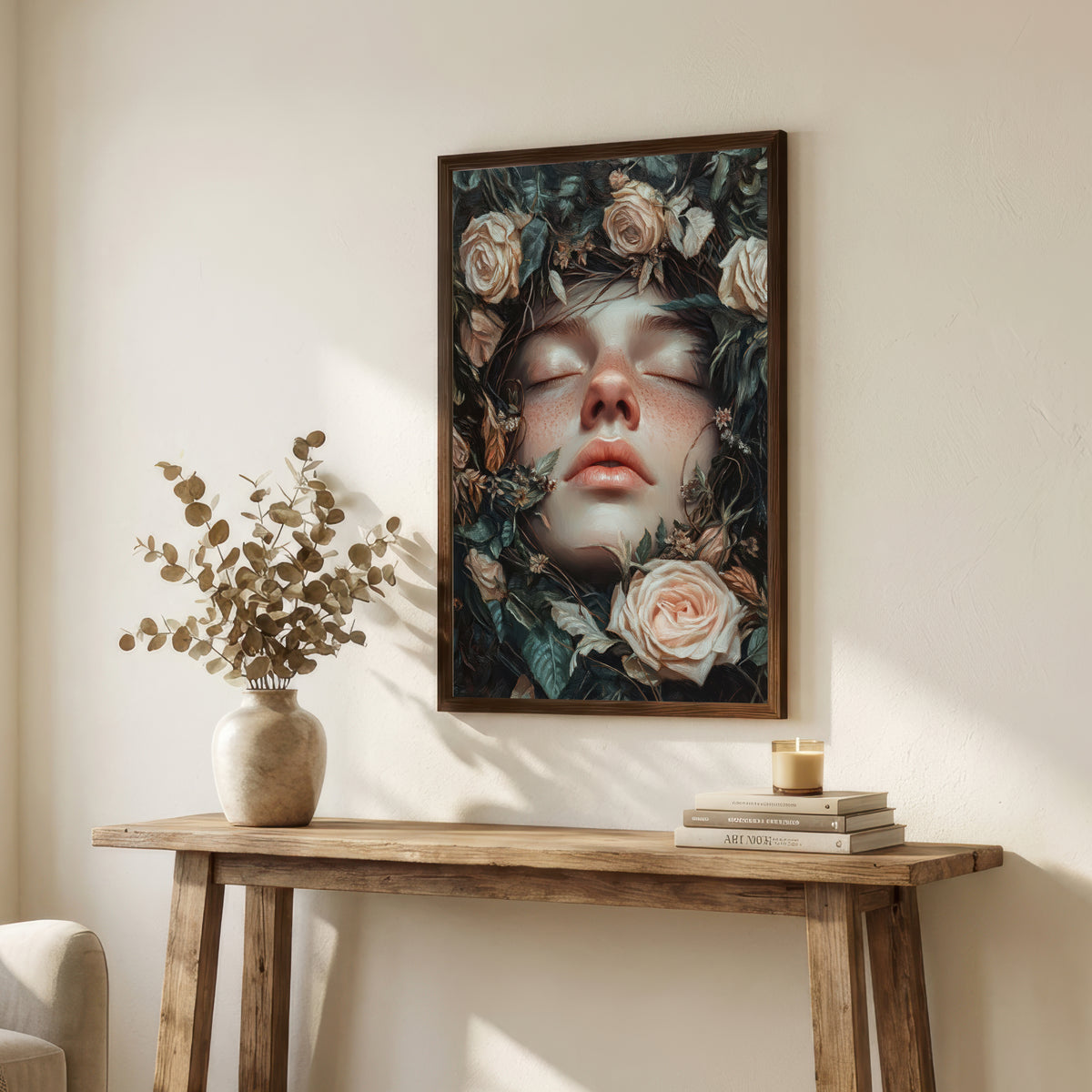 Floral Woman Portrait Art Print