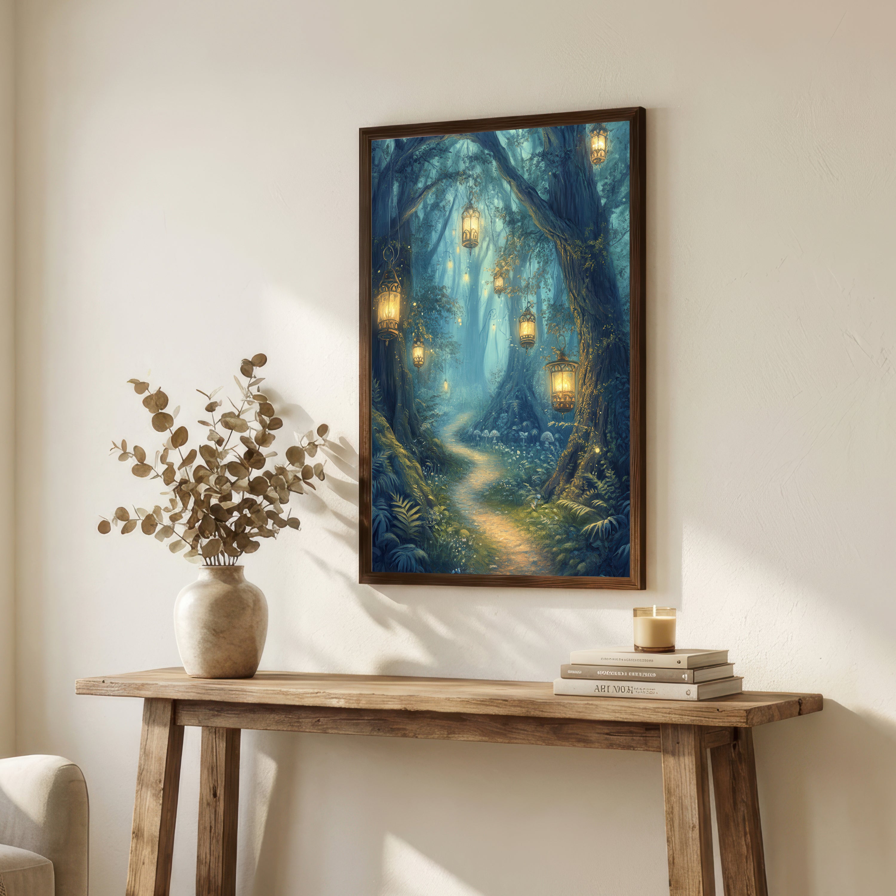 Enchanted Lantern Forest Art Print