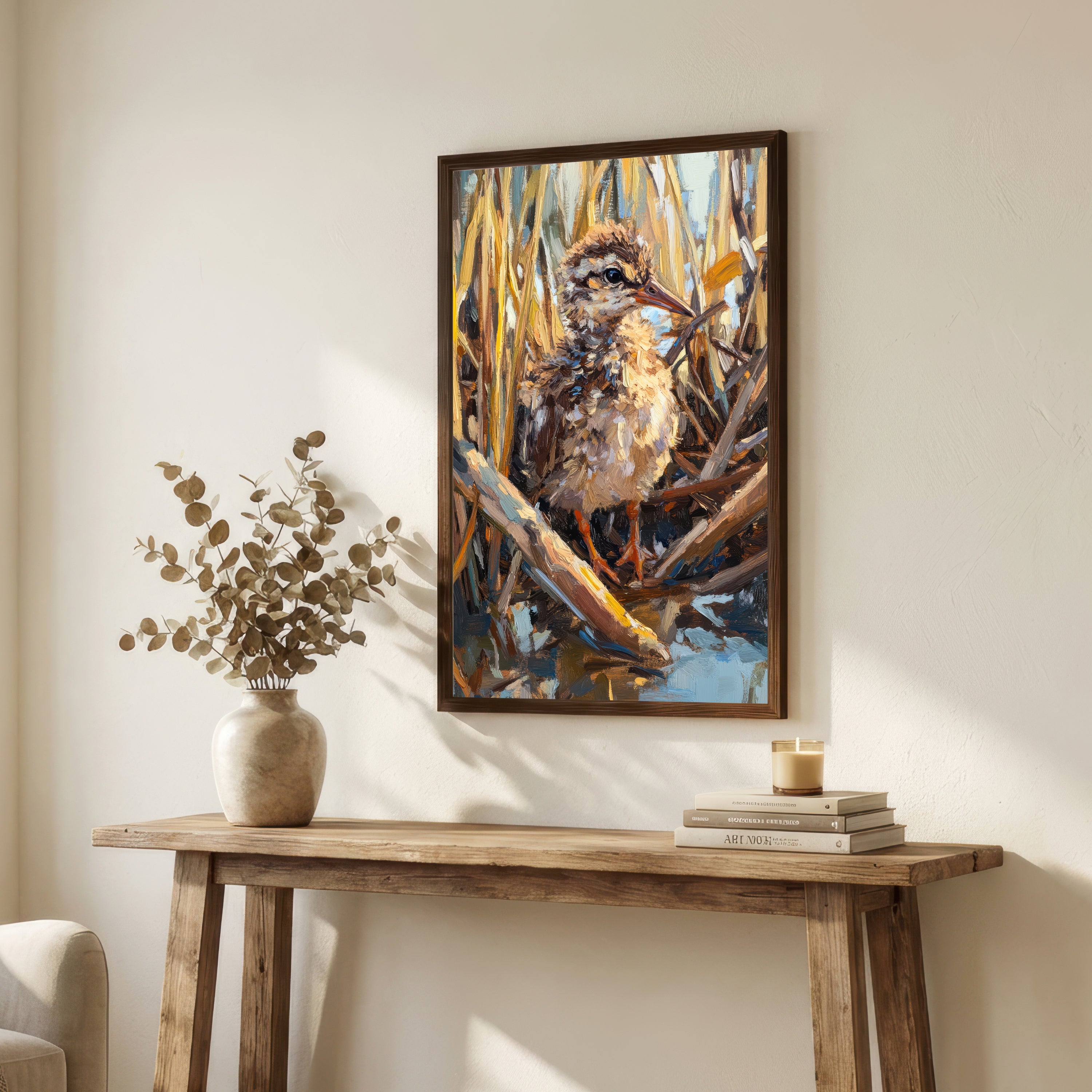Painterly Reed Bird Art Print