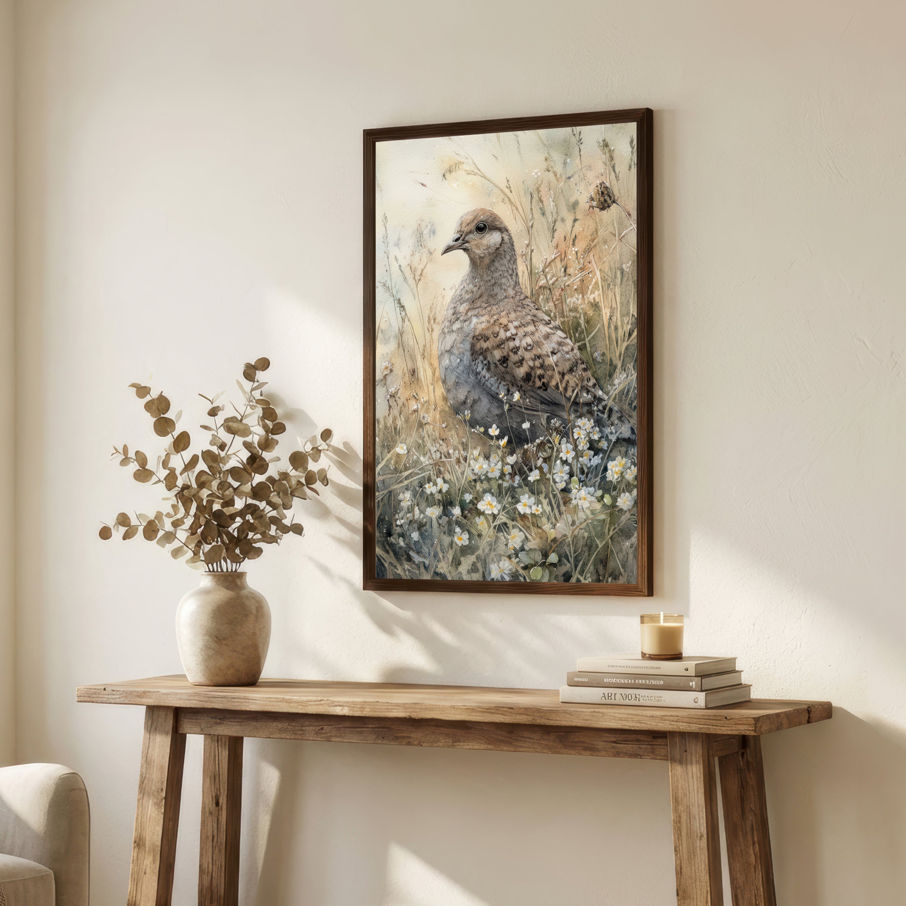 Partridge Wildflower Watercolour Art Print
