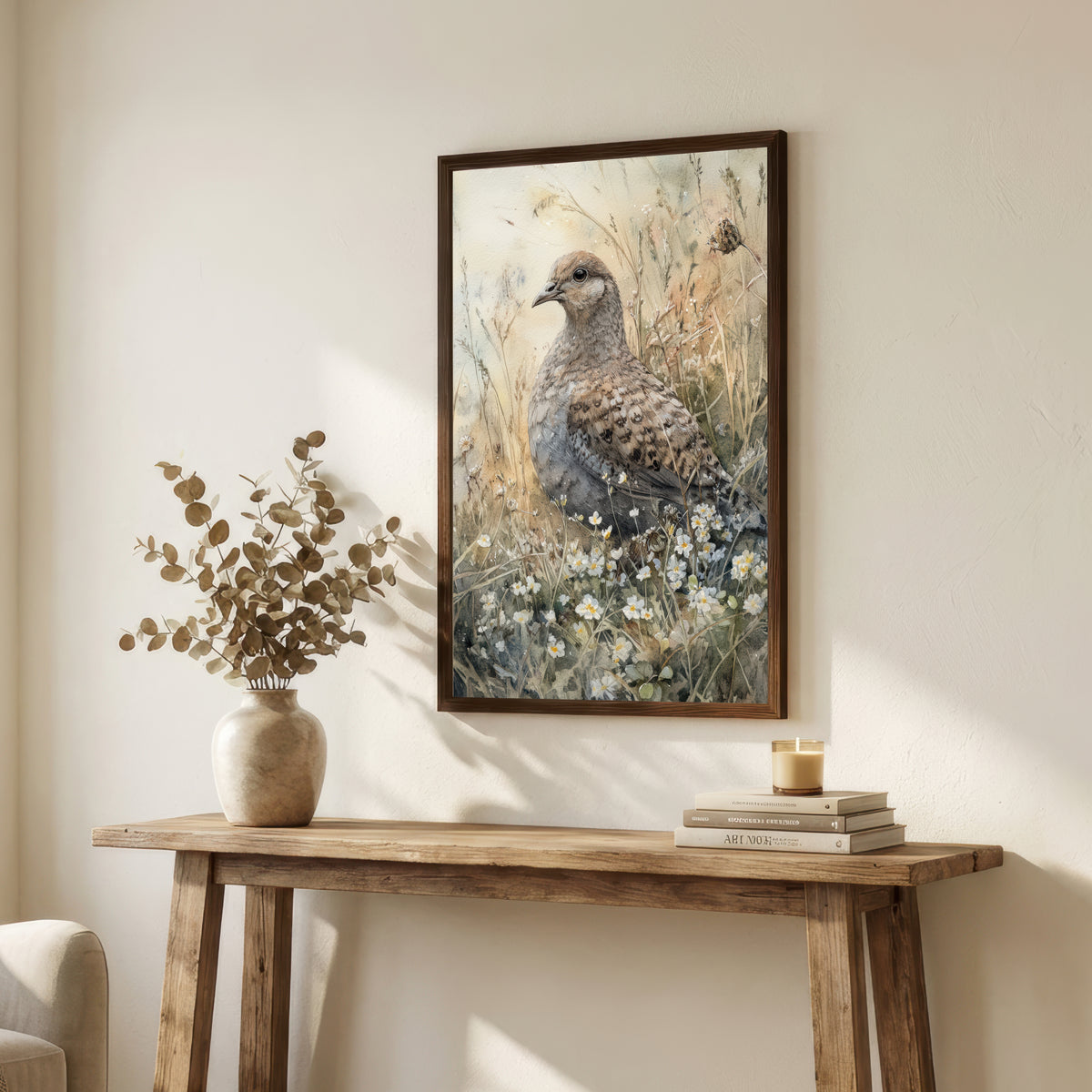 Partridge Wildflower Watercolour Art Print