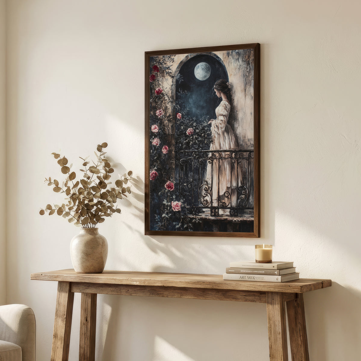 Moonlit Gothic Rose Garden Art Print