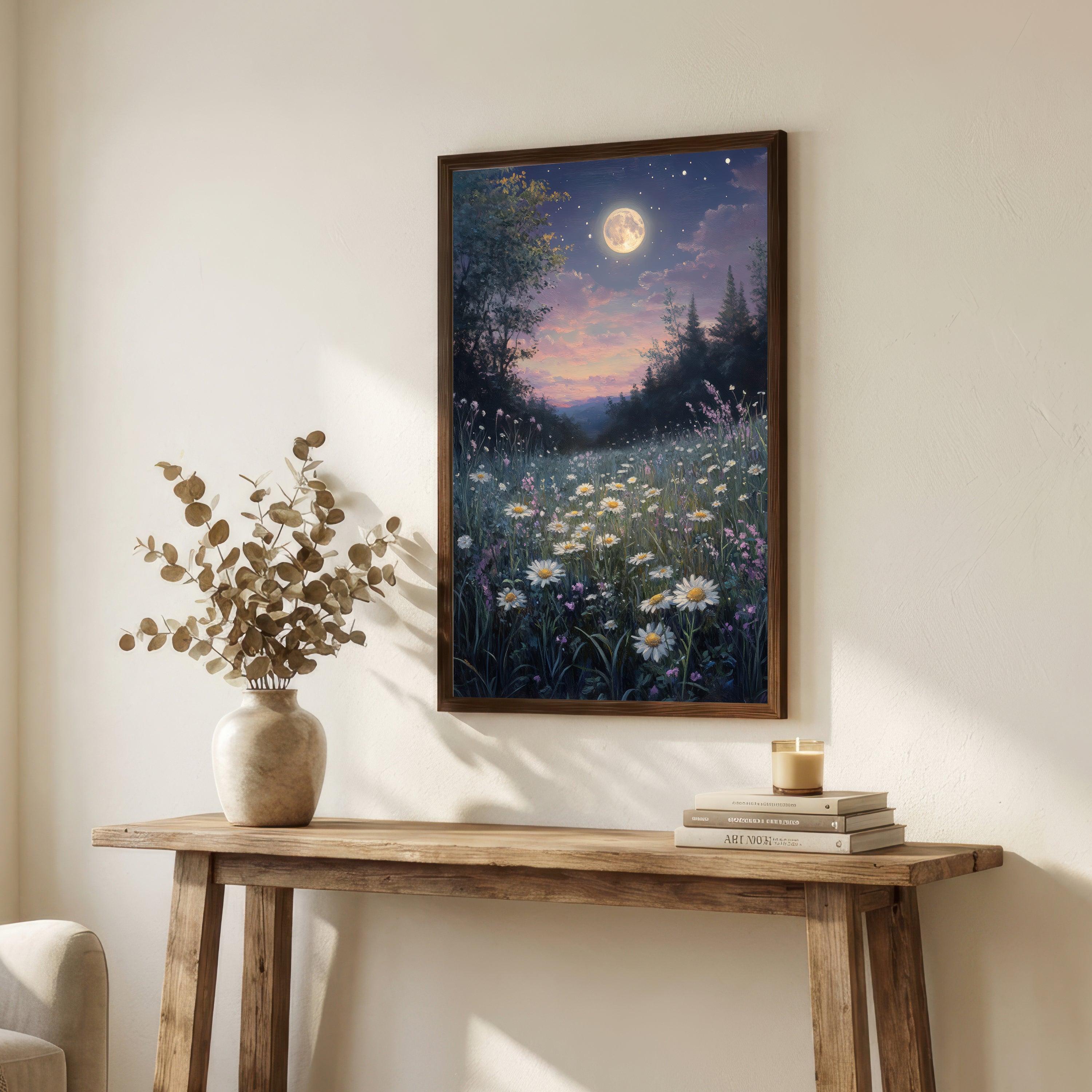 Moonlit Wildflower Meadow Art Print