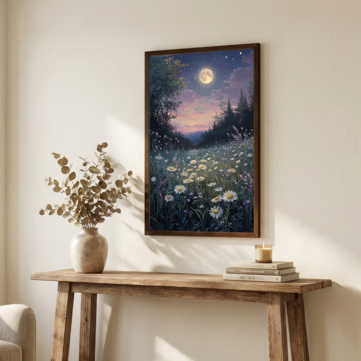 Moonlit Wildflower Meadow Art Print