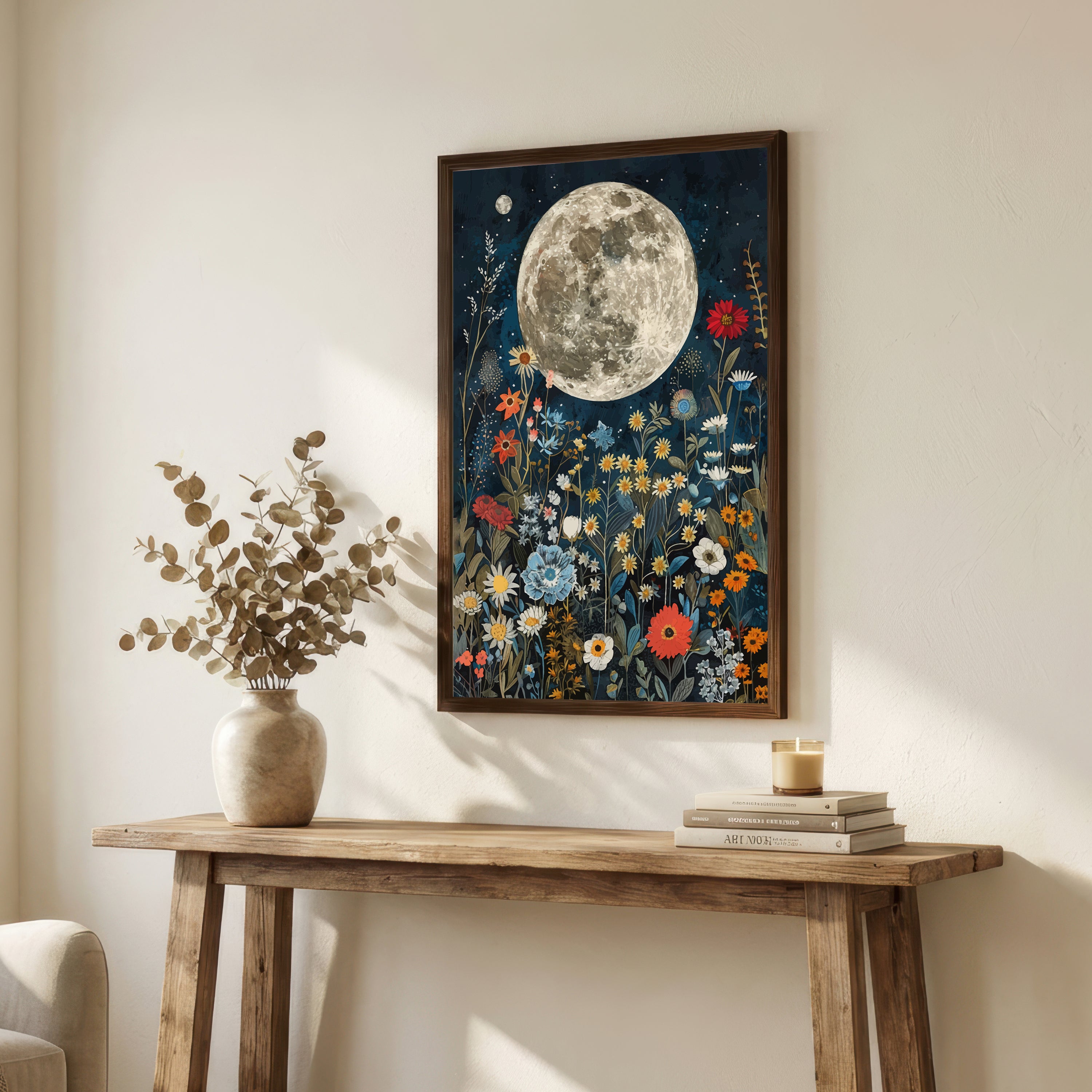 Moonlit Wildflower Garden Art Print