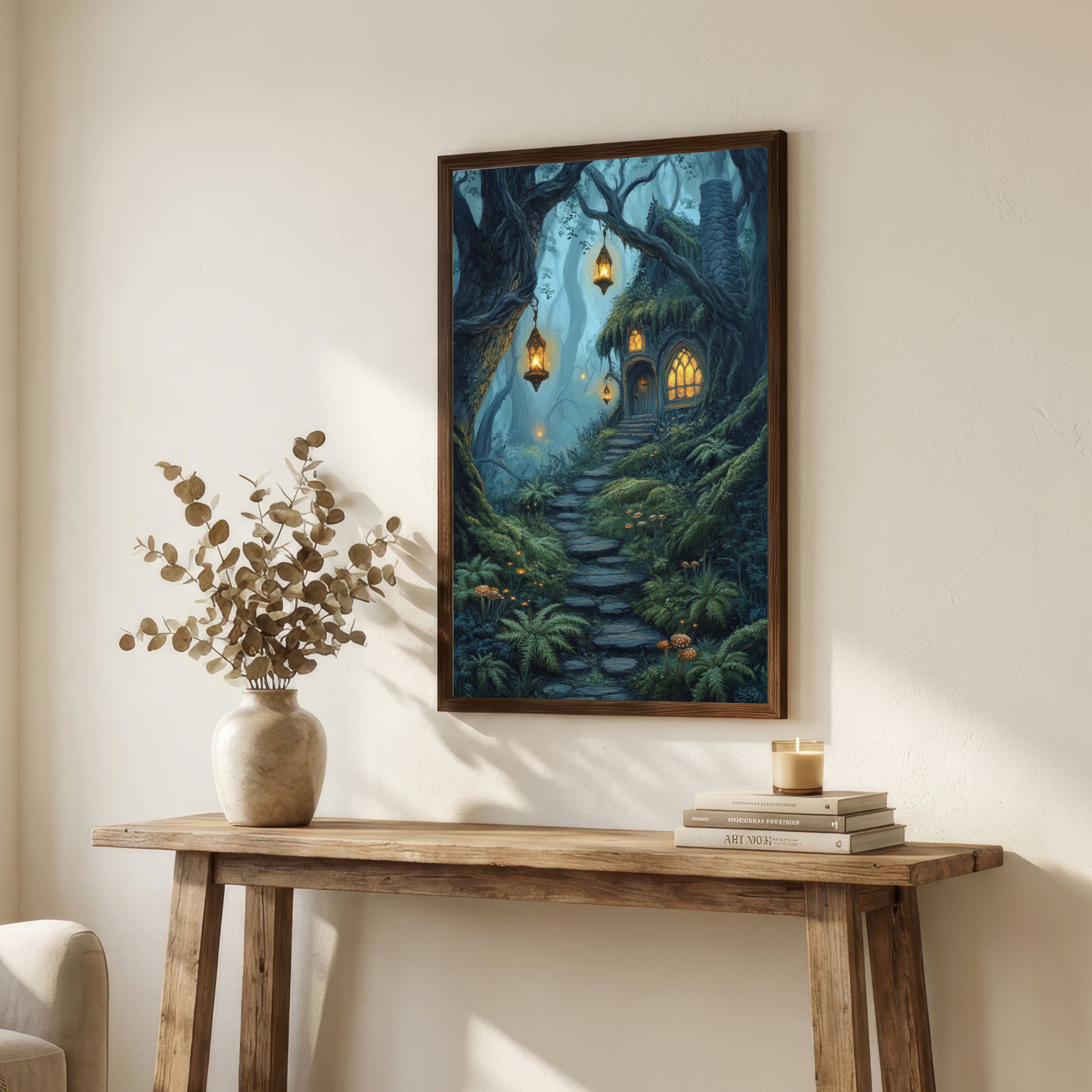 Enchanted Forest Cottage Art Print