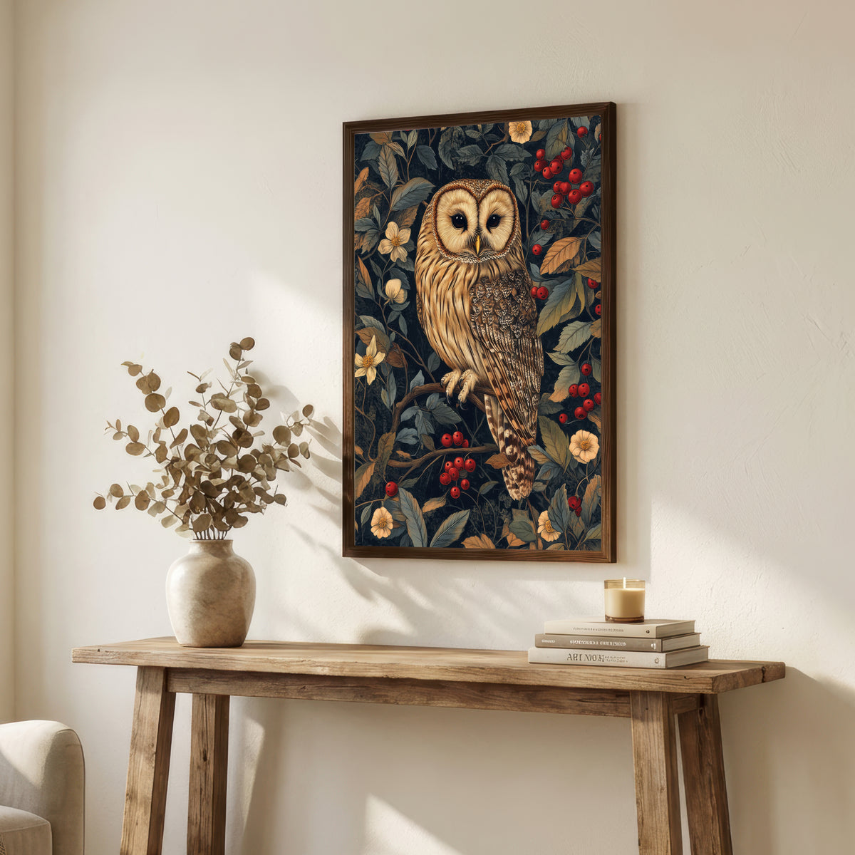 Vintage Owl Botanical Art Print