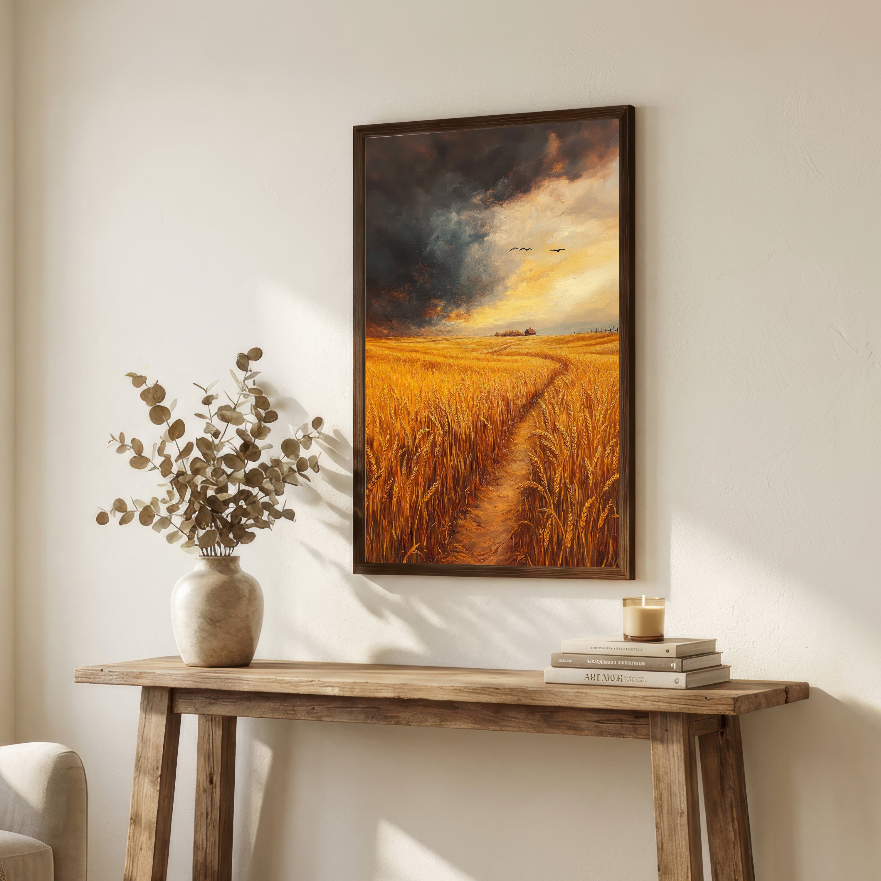 Golden Wheat Field Landscape Art Print
