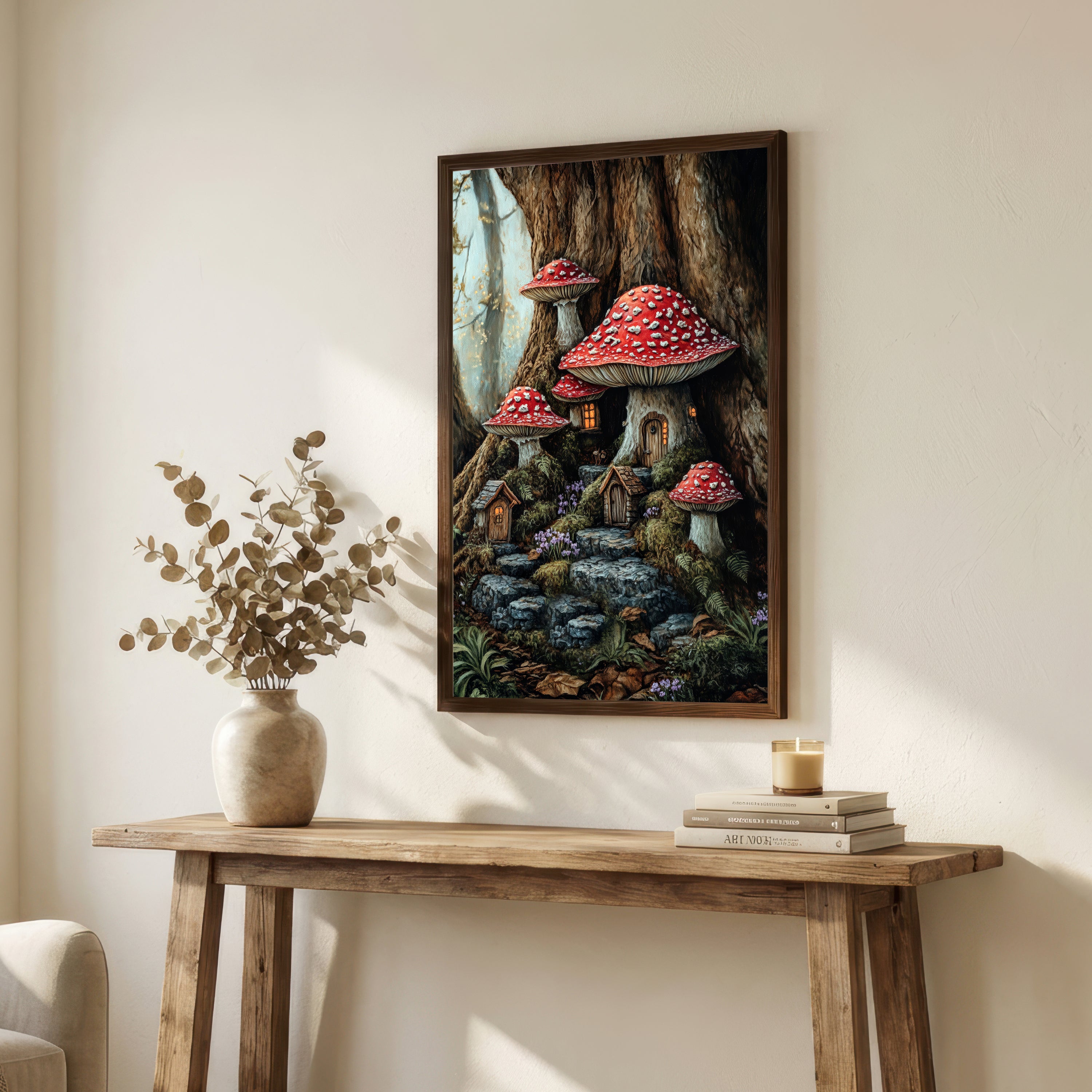 Enchanted Mushroom Village Art Print