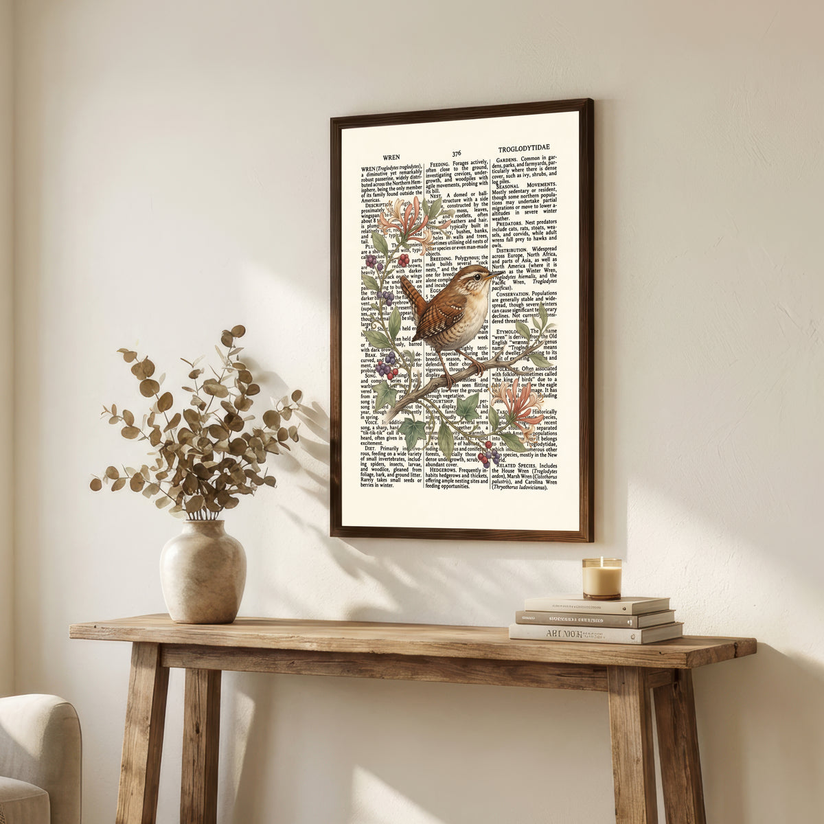 Vintage Wren Botanical Art Print