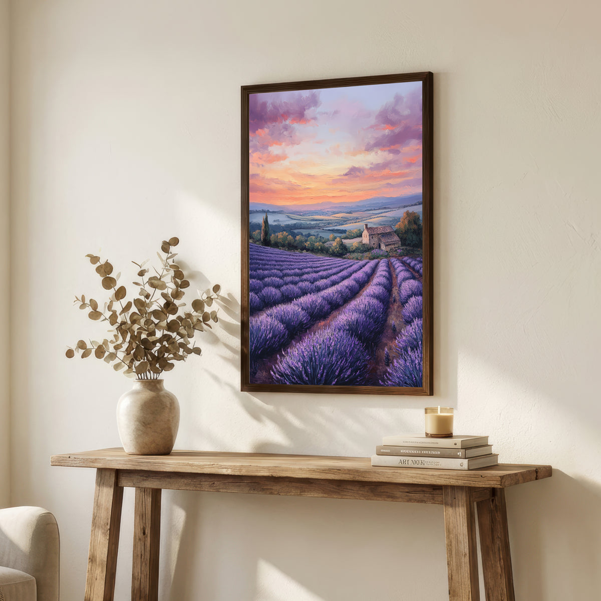 Lavender Field Cottage Landscape Art Print