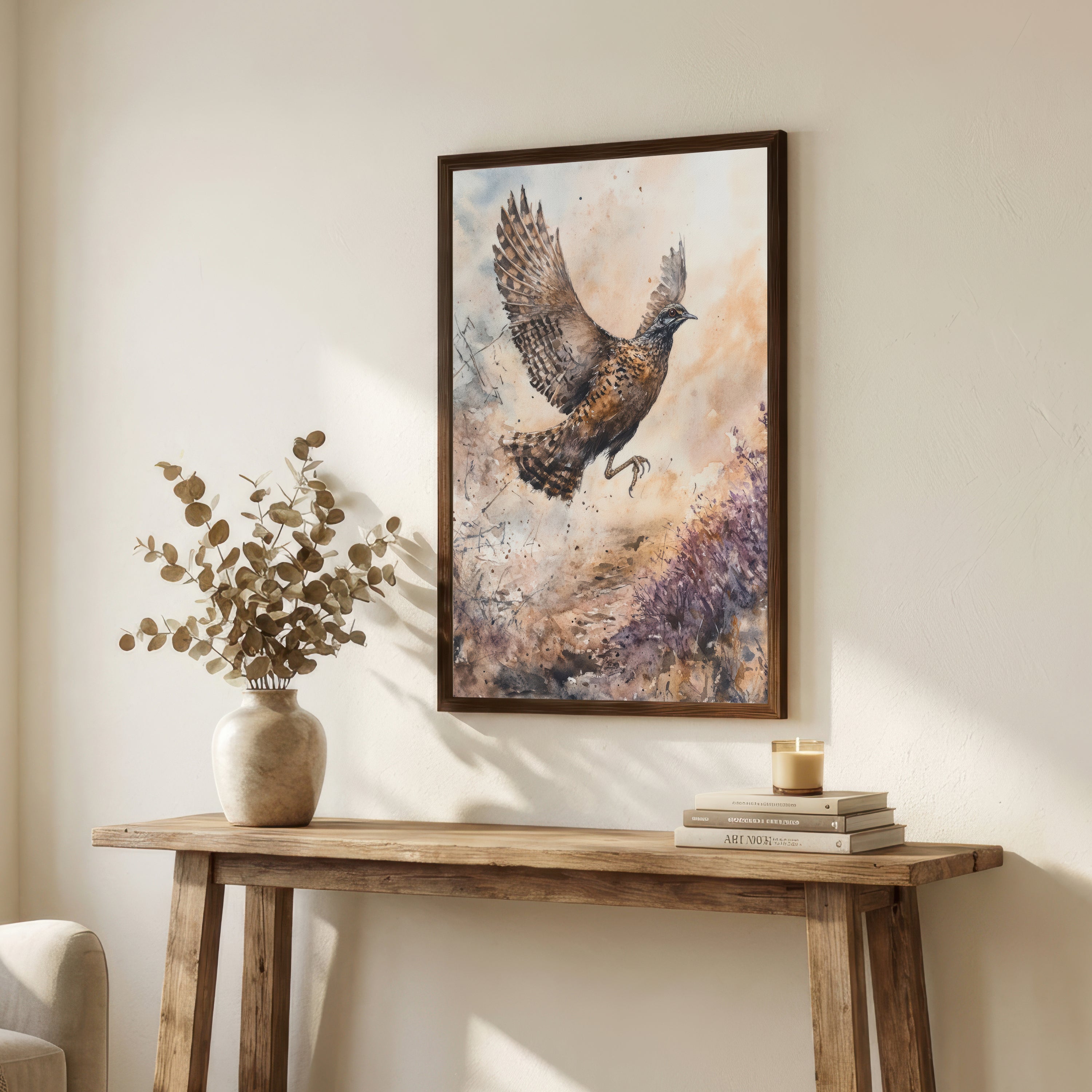 Flying Grouse Watercolour Art Print