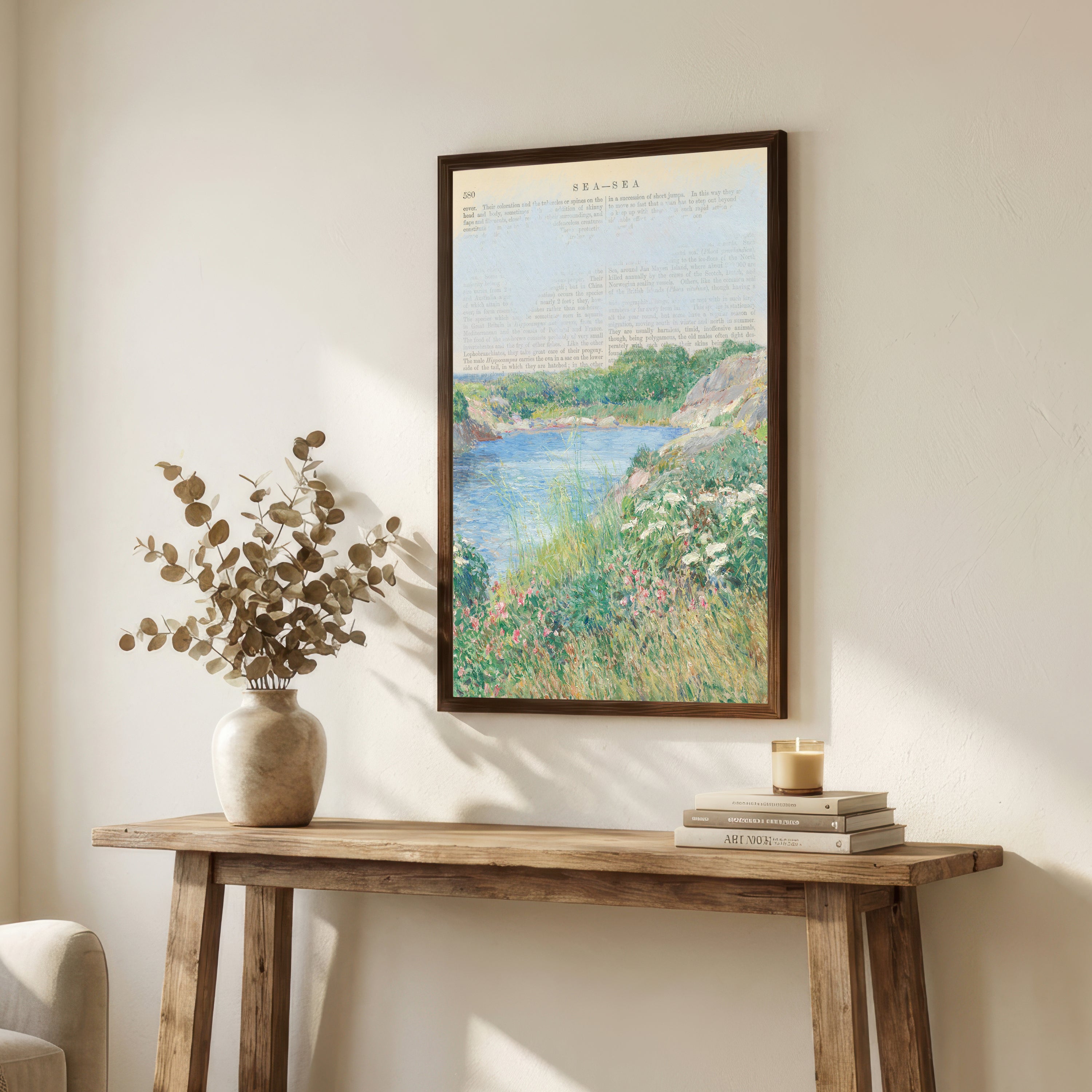 Vintage Impressionist Meadow Stream Art Print