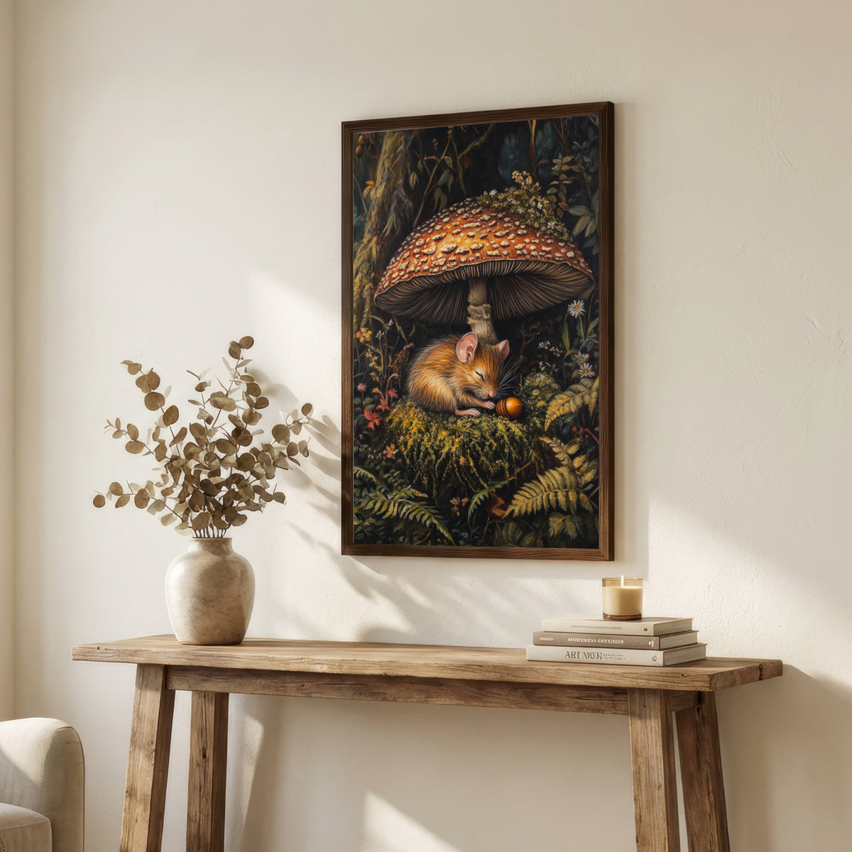 Woodland Mouse Mushroom Art Print