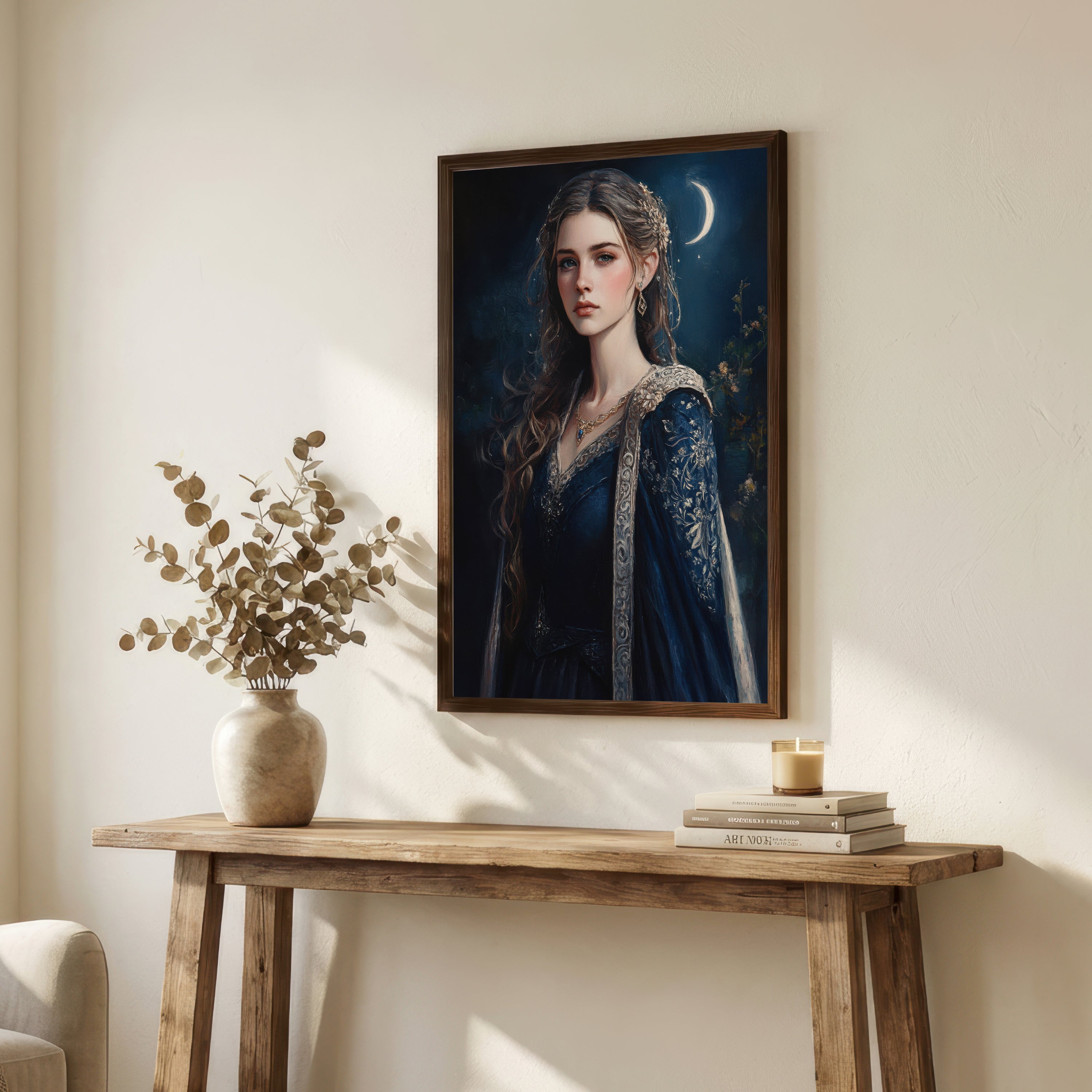 Medieval Moonlit Woman Art Print