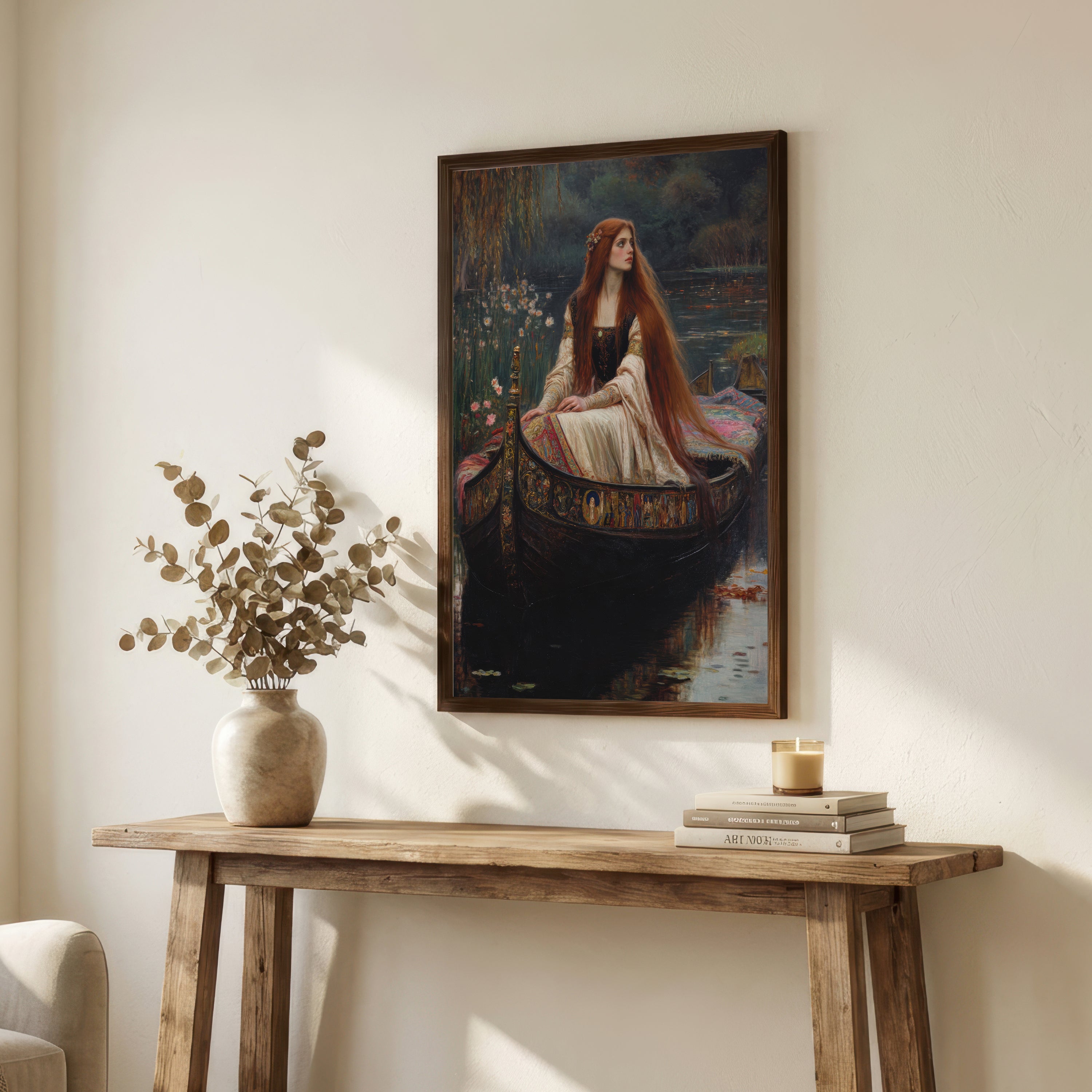 Pre-Raphaelite Woman in Boat Art Print