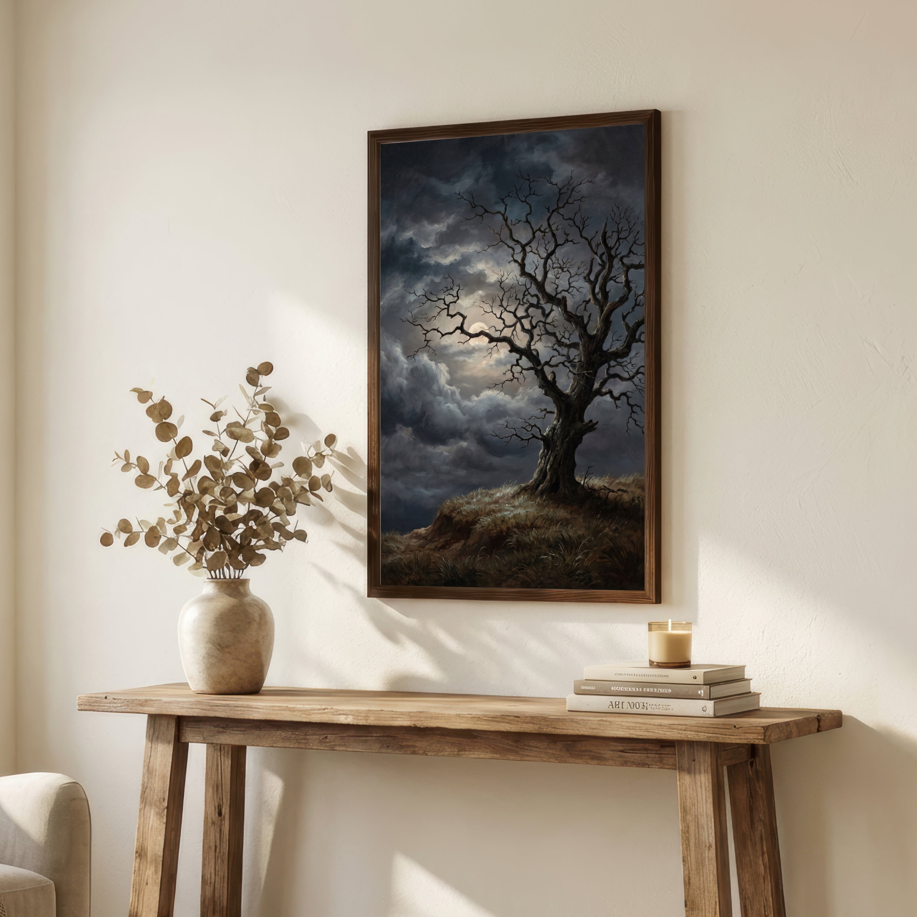 Moonlit Gnarled Tree Art Print