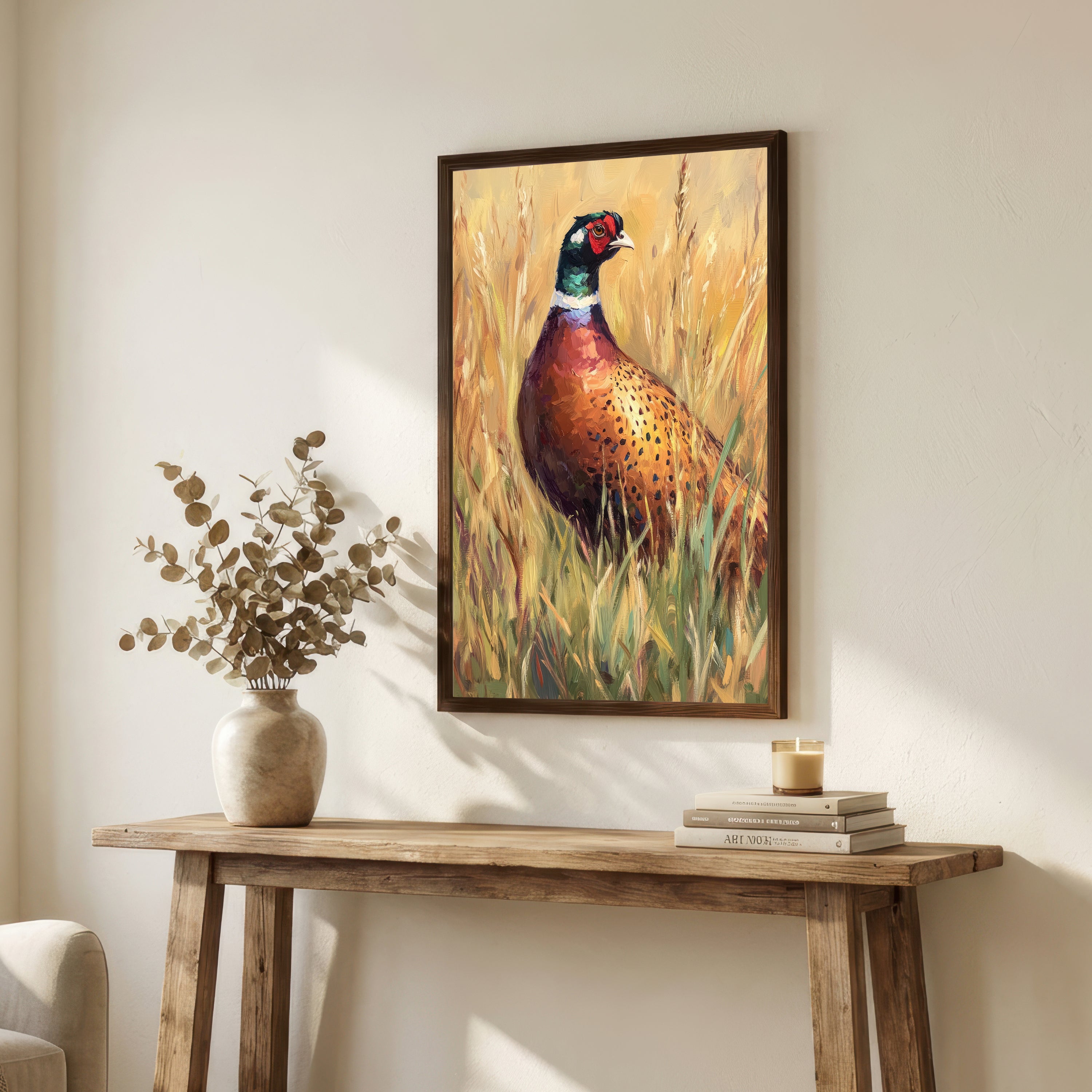 Painterly Pheasant Meadow Art Print
