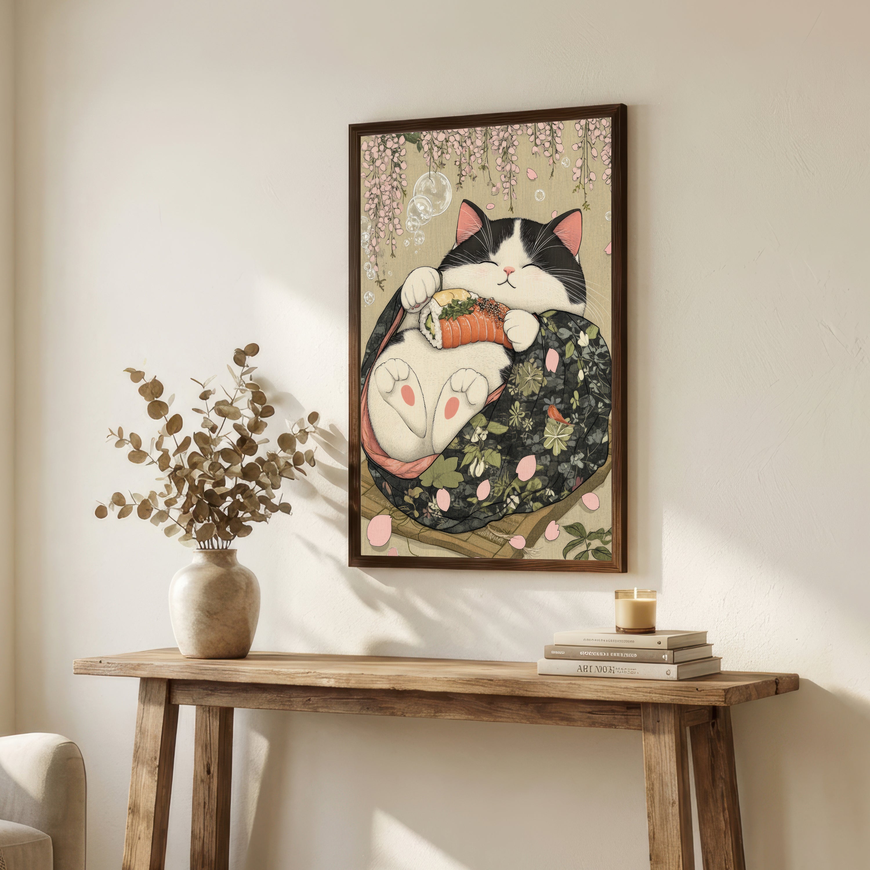Japanese Cat Sushi Art Print