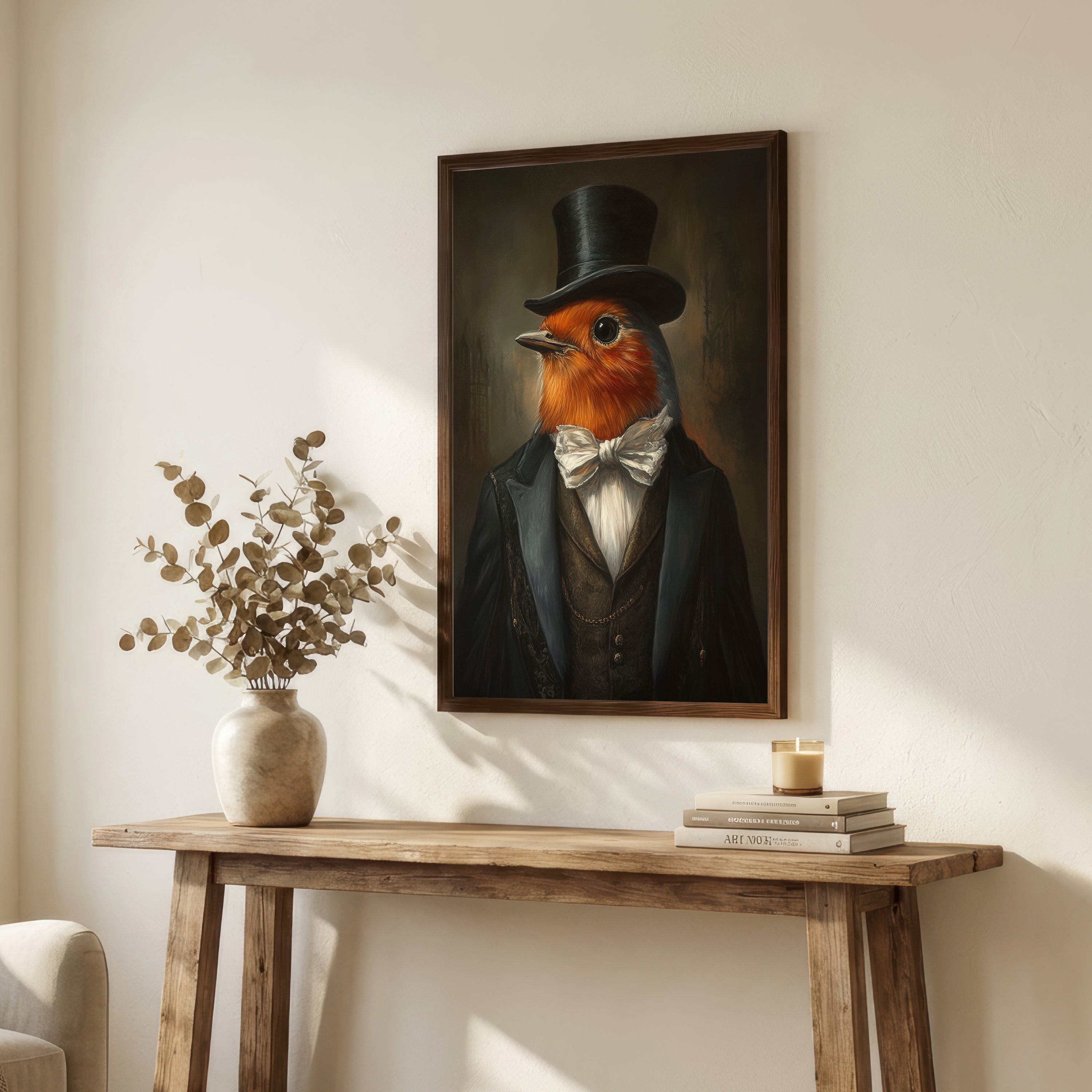 Robin in Top Hat Art Print
